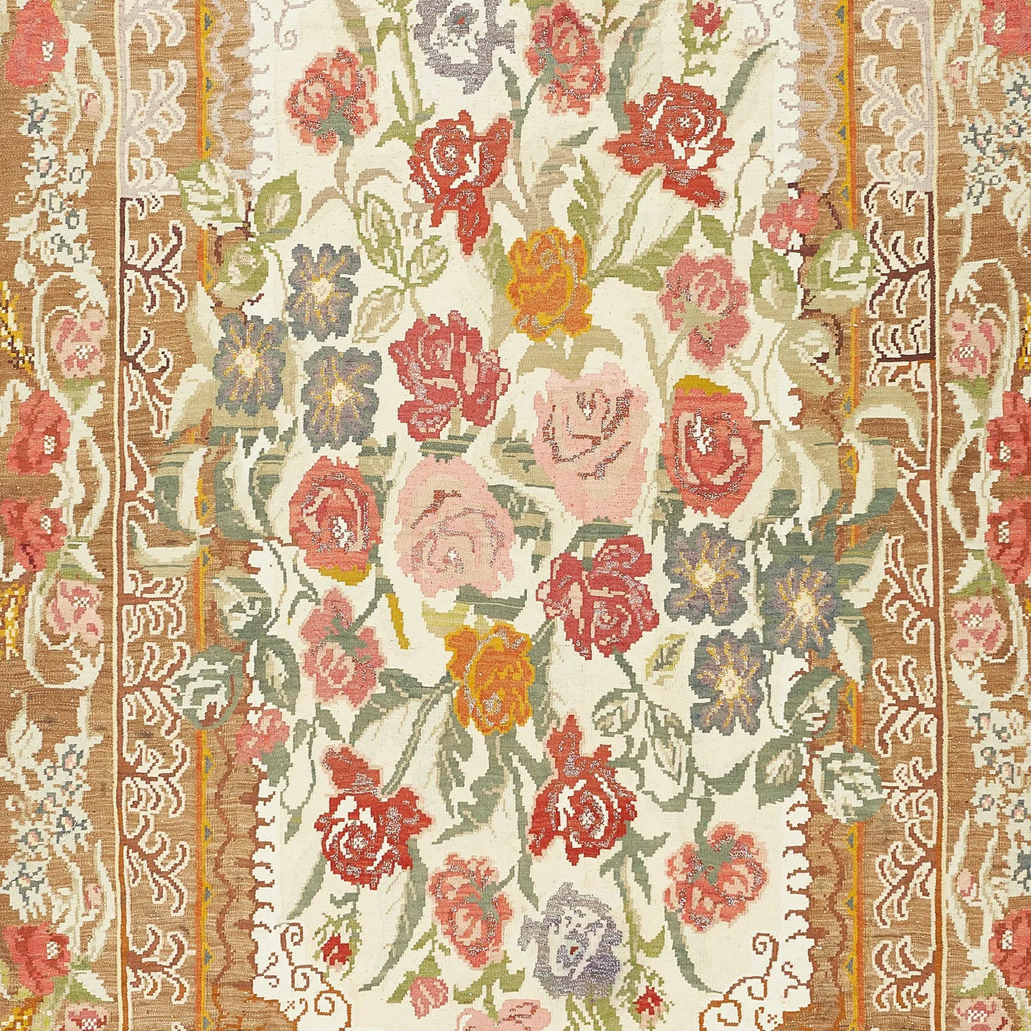 Multicolored Turkish Flatweave Wool Rug - 7'8" x 13'