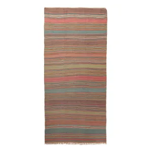 Multicolored Vintage Anatolian Wool Flatweave Rug - 5'1" x 13'1"