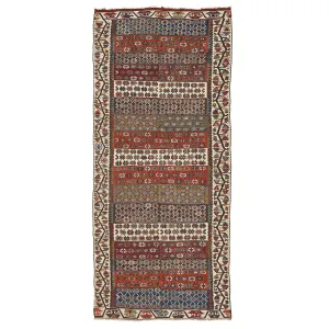 Multicolored Vintage Wool Kilim Rug - 4'9" x 11'8"
