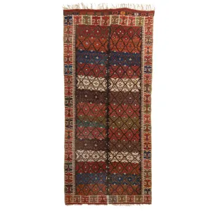 Multicolored Vintage Wool Kilim Rug - 5'7" x 13'3"