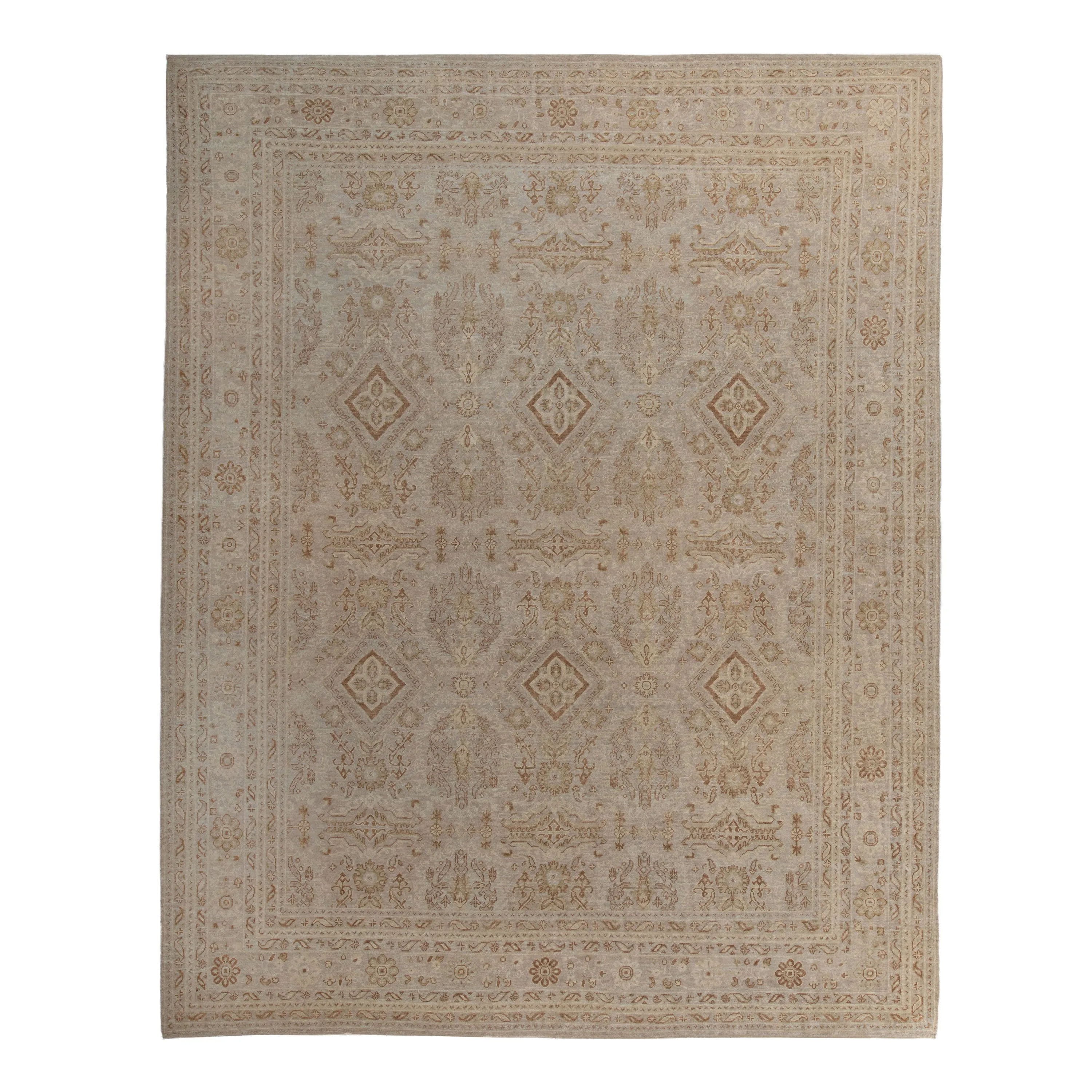 Natural Traditional Silk Rug - 11'10" x 14'9"