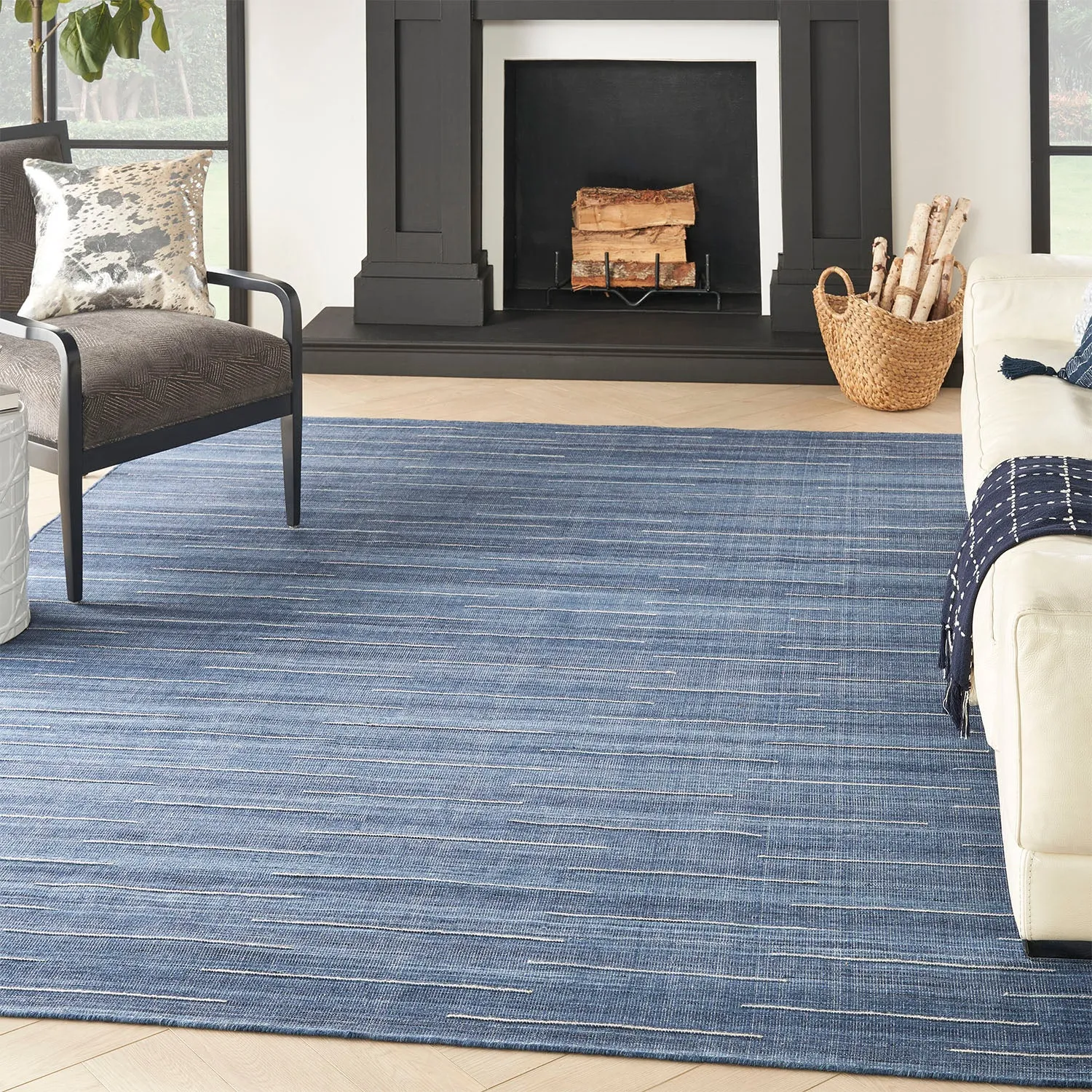 Navy  Kavya Flatweave Kilim Rug