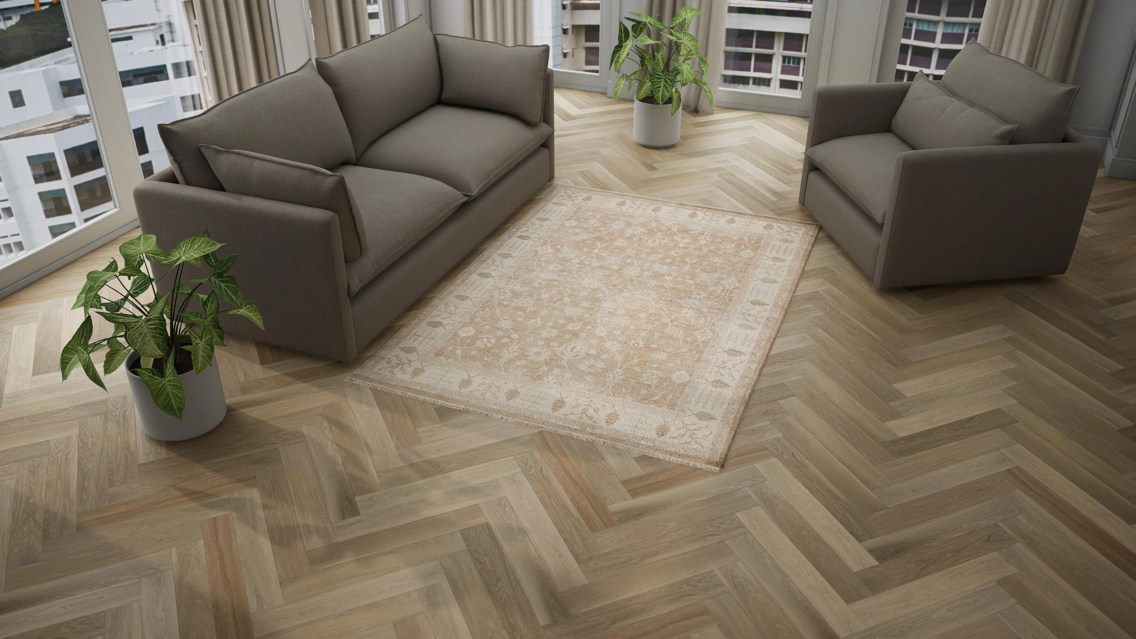 Neutral Essentials Oushak Traditional Rug