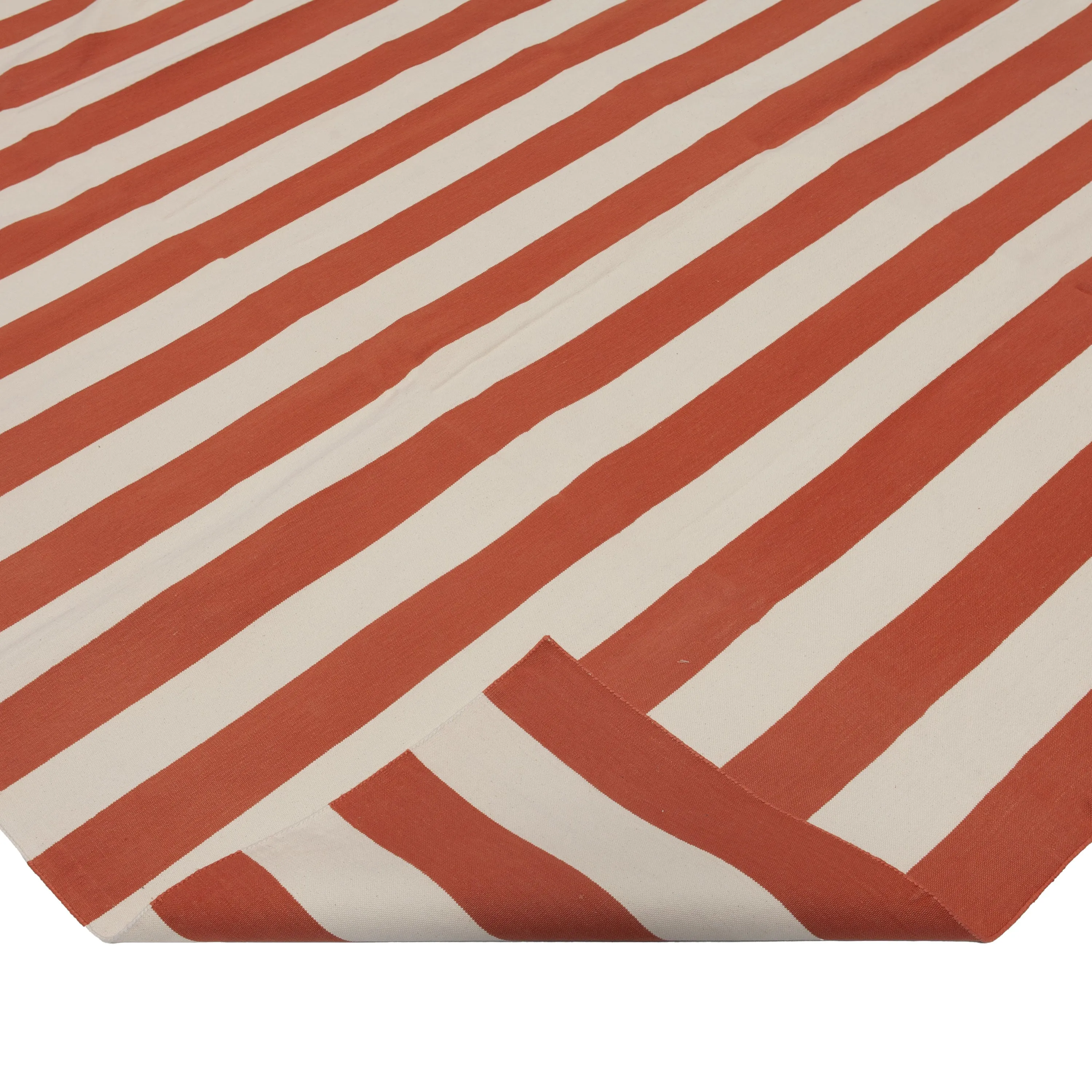 Orange & White Dhurrie Cotton Rug - 10' x 14'3"