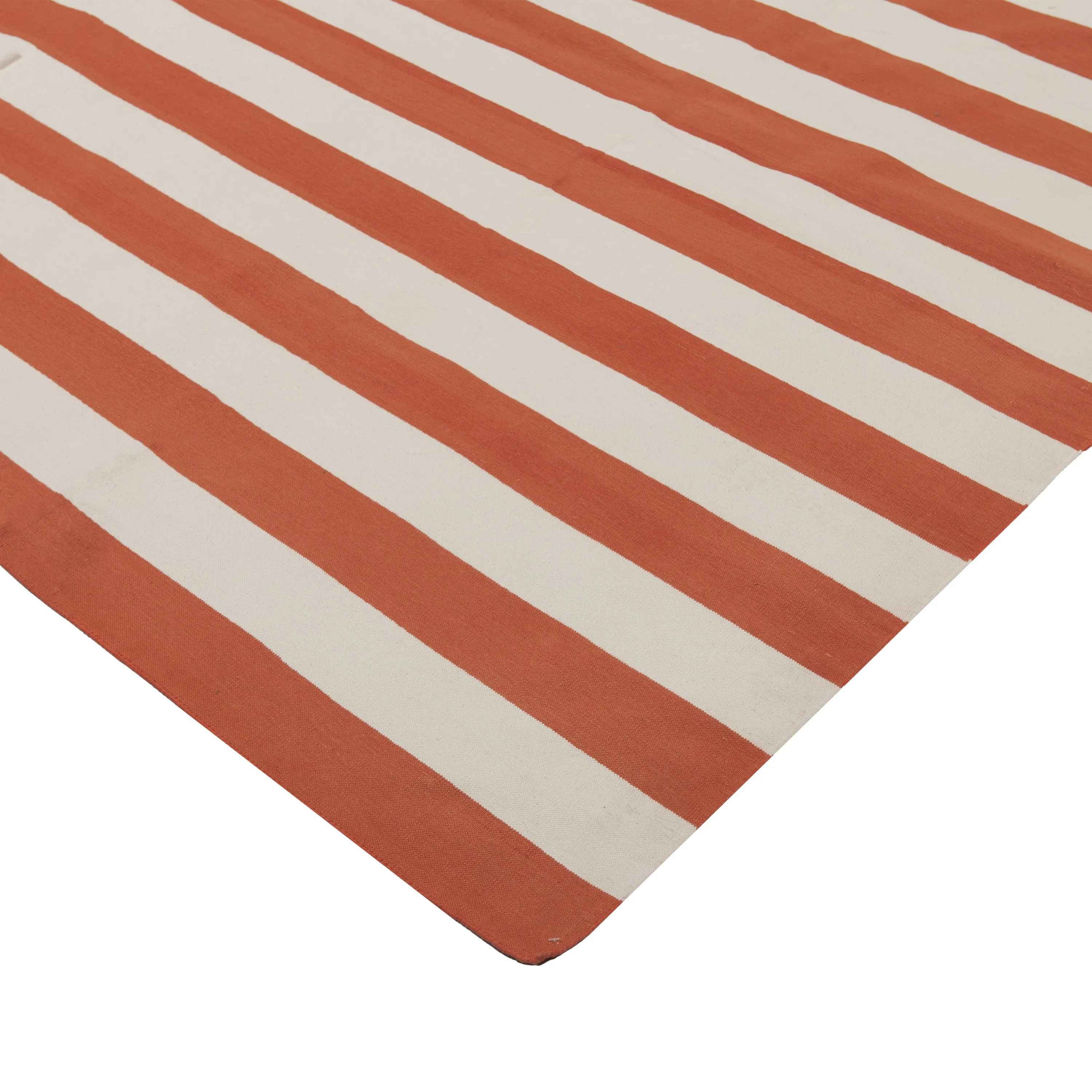 Orange & White Dhurrie Cotton Rug - 10' x 14'3"