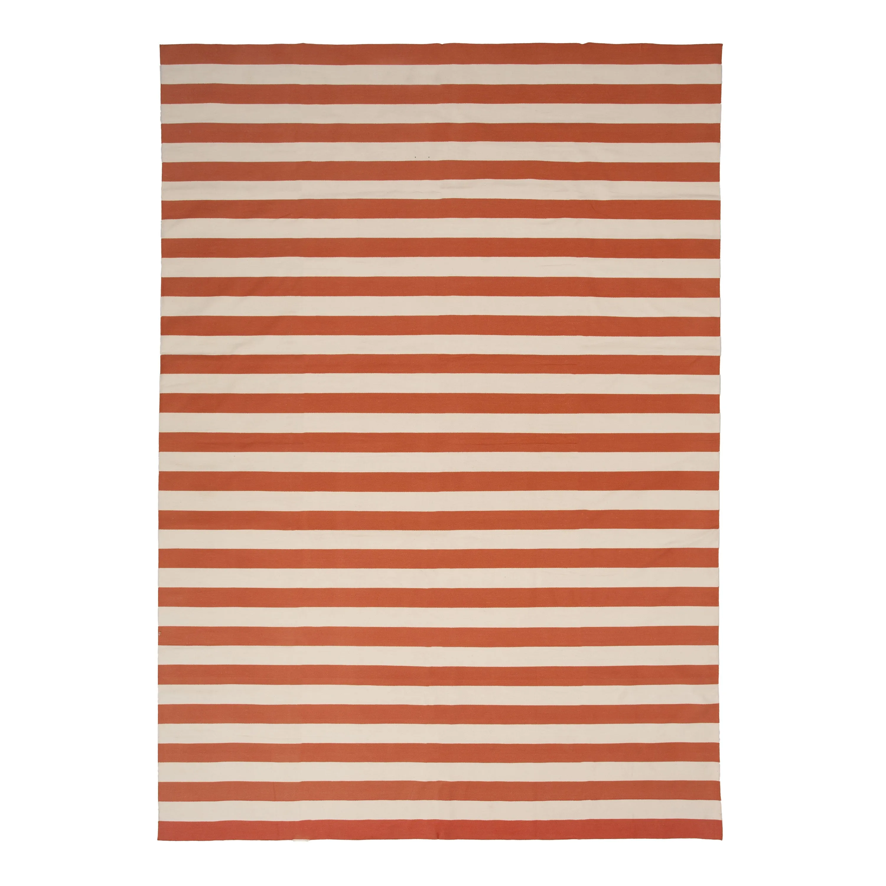 Orange & White Dhurrie Cotton Rug - 10' x 14'3"