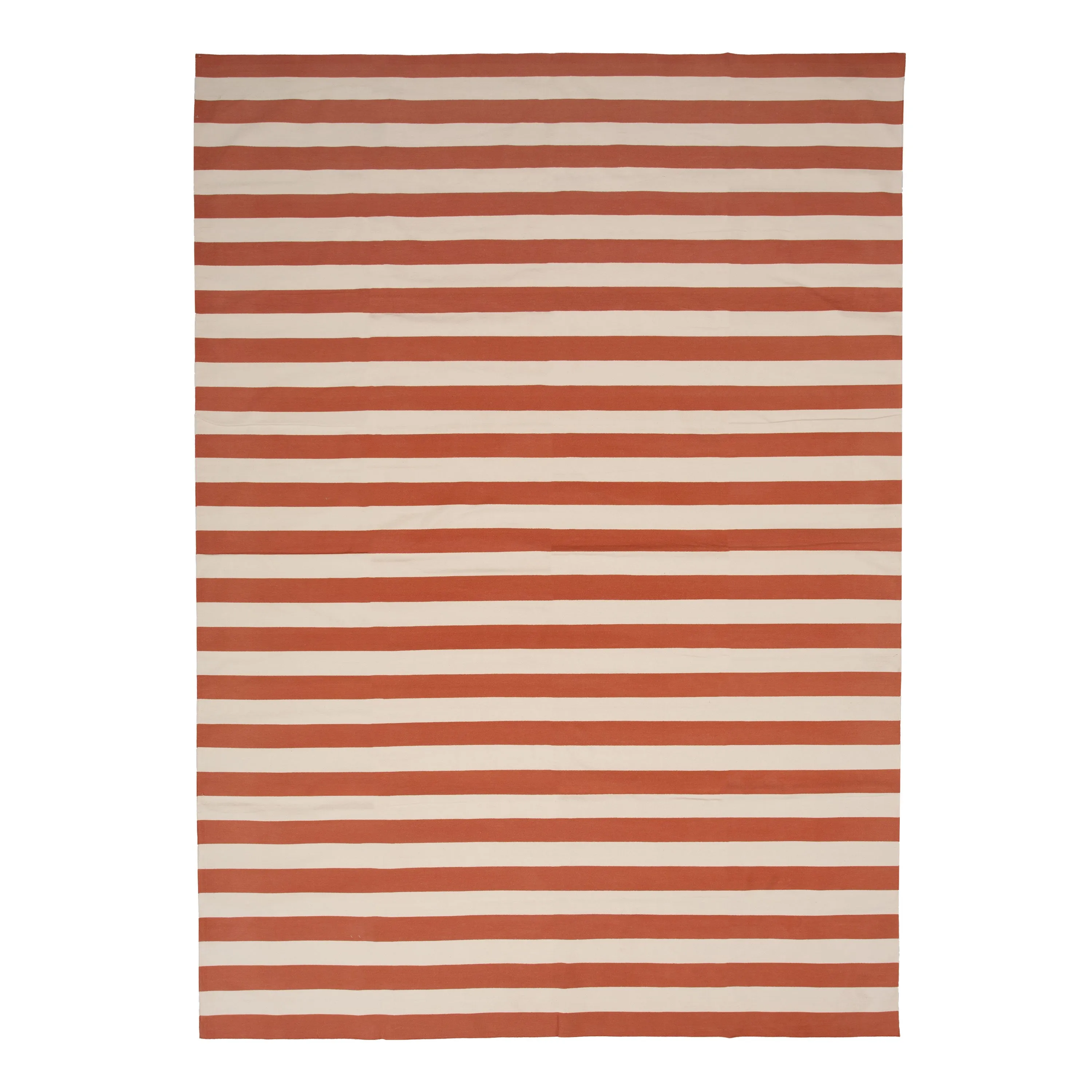 Orange & White Dhurrie Cotton Rug - 10' x 14'3"