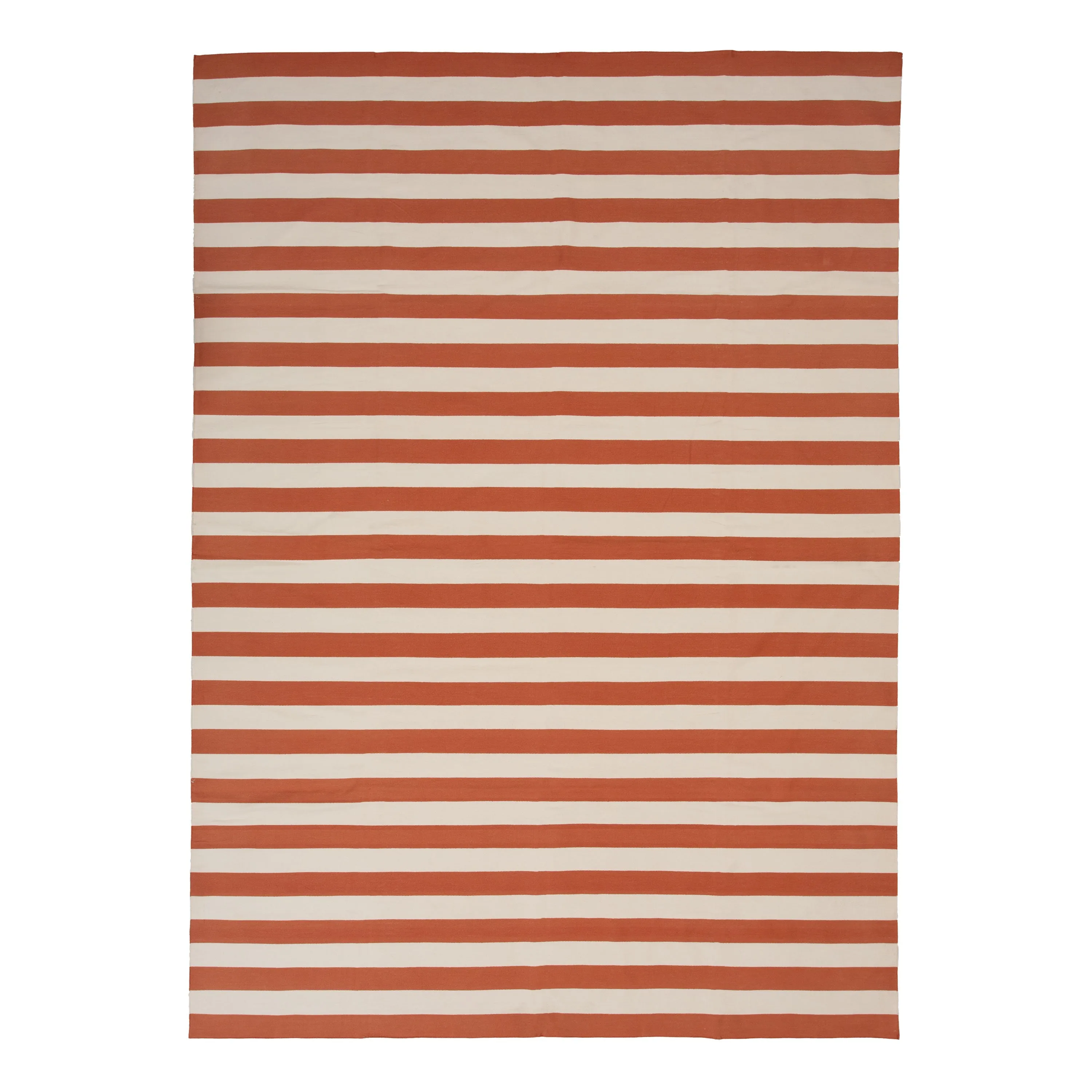 Orange & White Dhurrie Cotton Rug - 10' x 14'3"