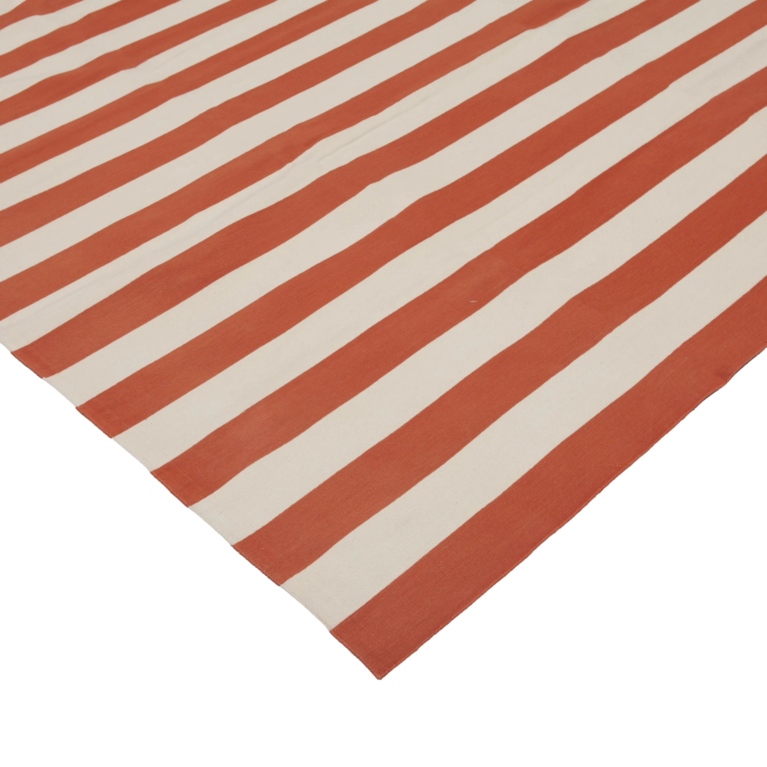 Orange & White Dhurrie Cotton Rug - 10' x 14'3"