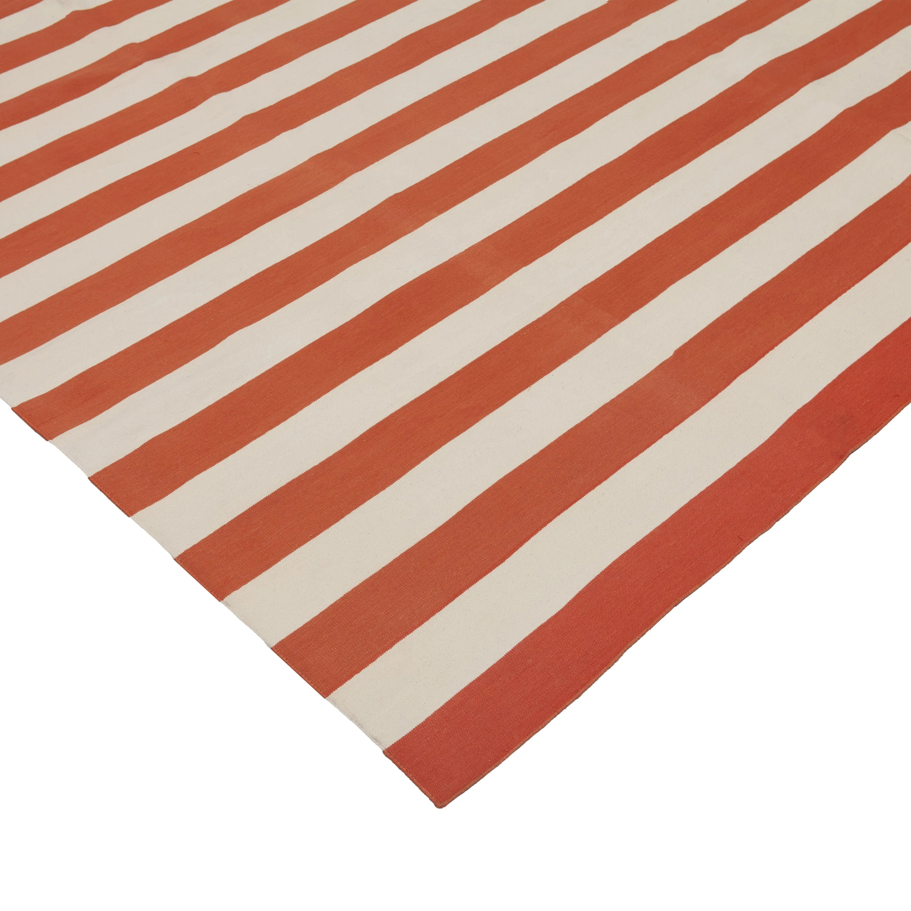 Orange & White Dhurrie Cotton Rug - 10' x 14'3"