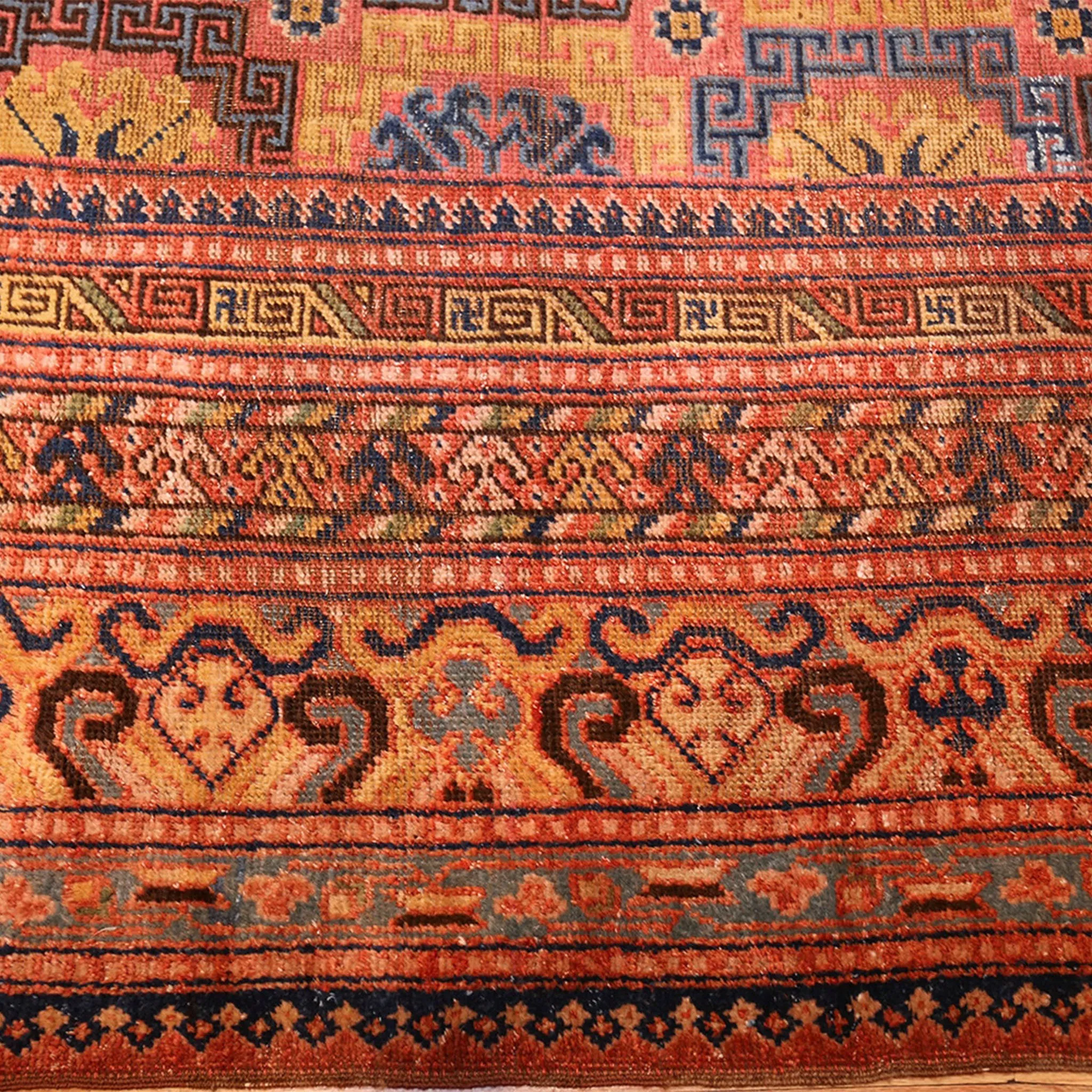 Orange Antique Khotan Wool Rug - 8'7" x 14'