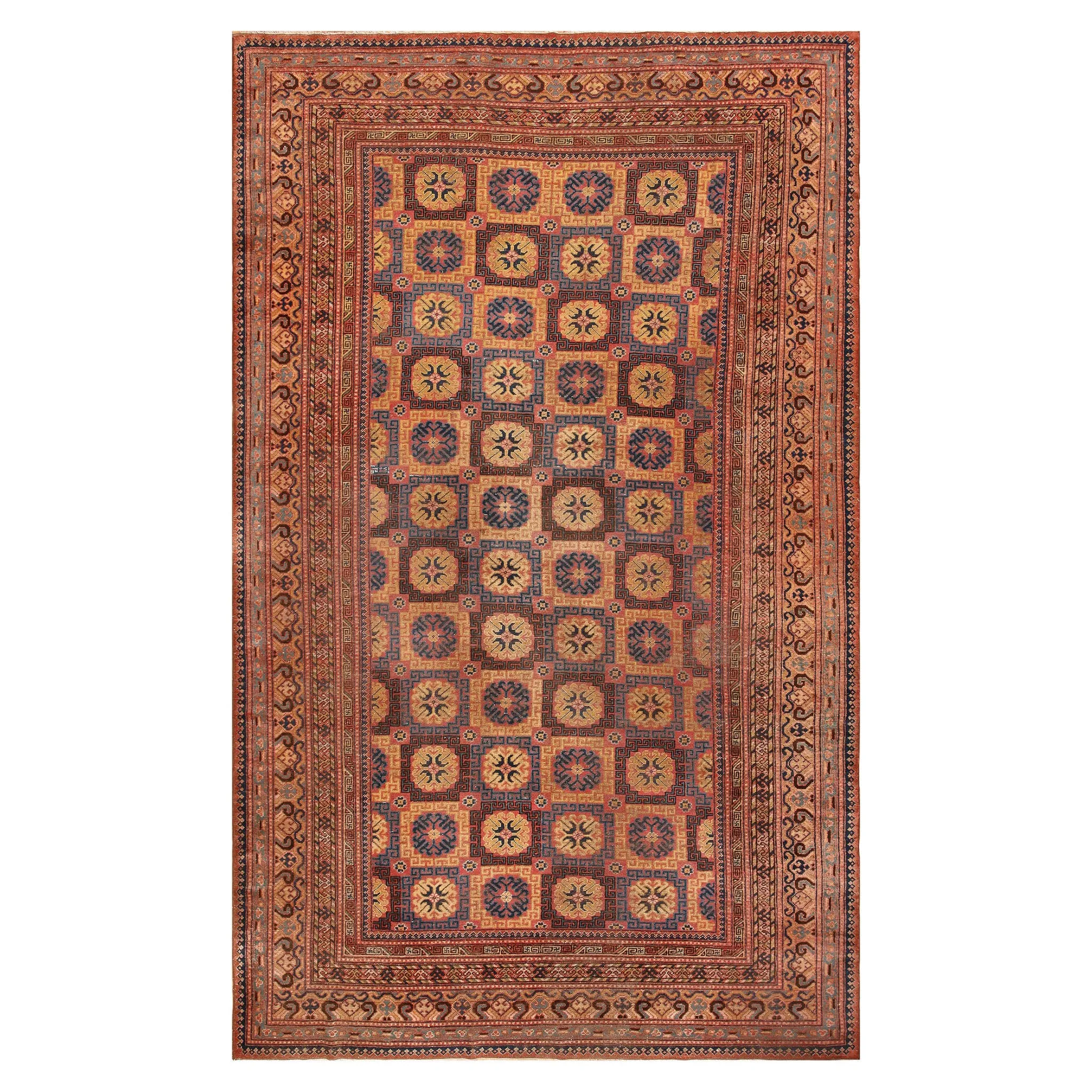 Orange Antique Khotan Wool Rug - 8'7" x 14'