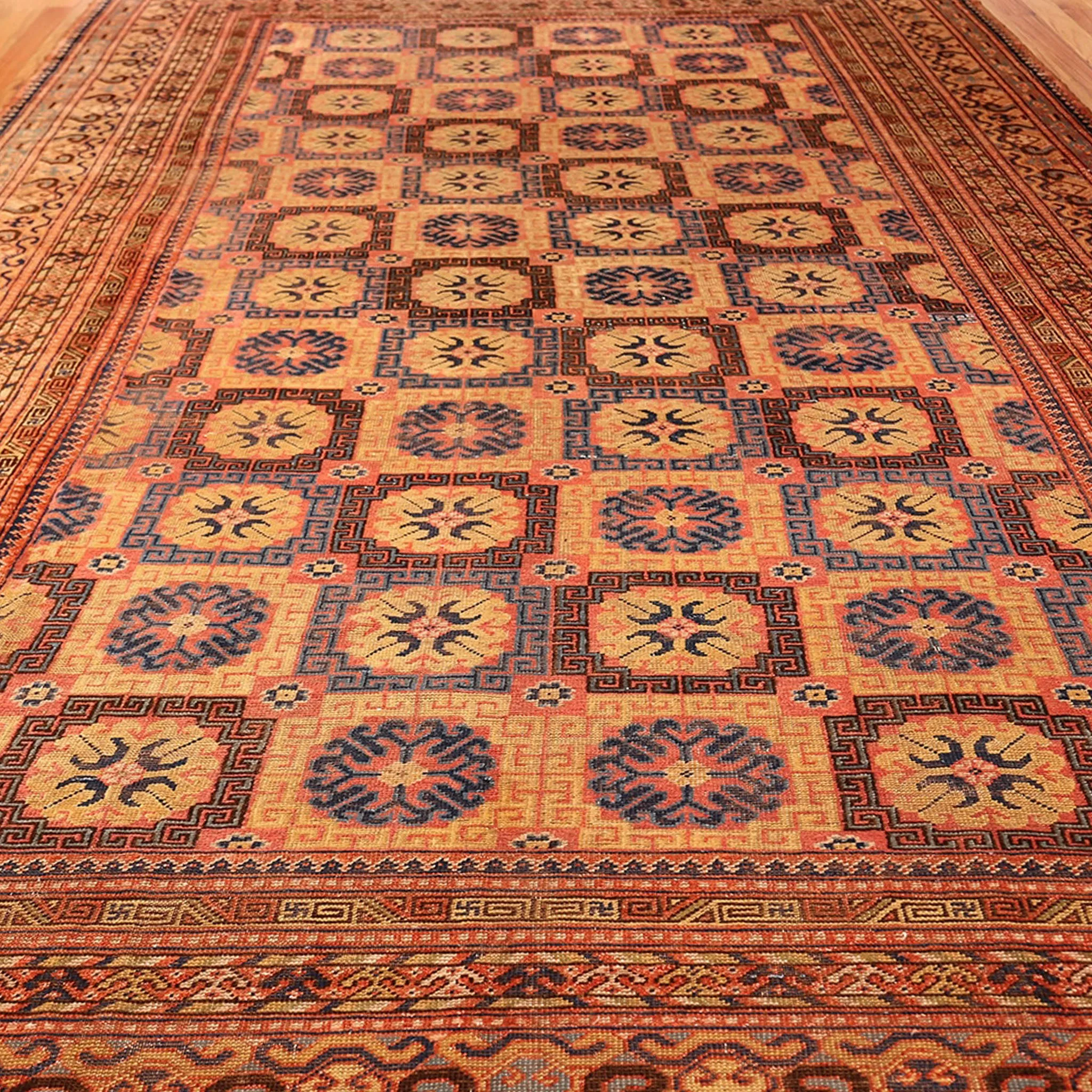 Orange Antique Khotan Wool Rug - 8'7" x 14'