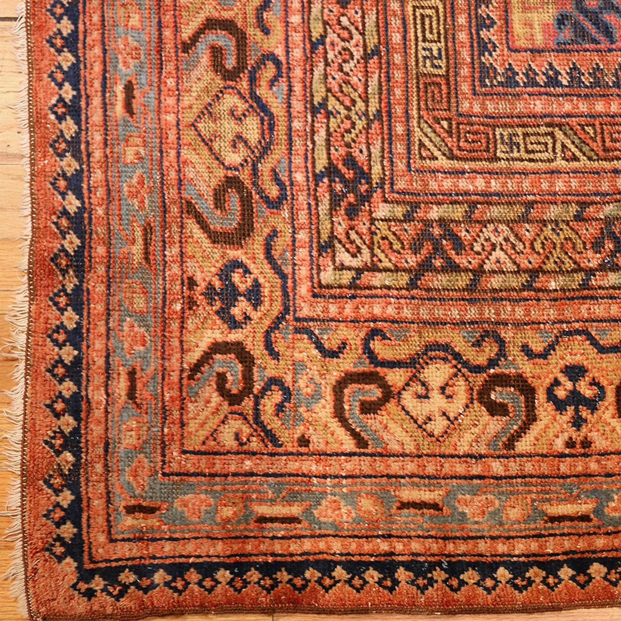 Orange Antique Khotan Wool Rug - 8'7" x 14'