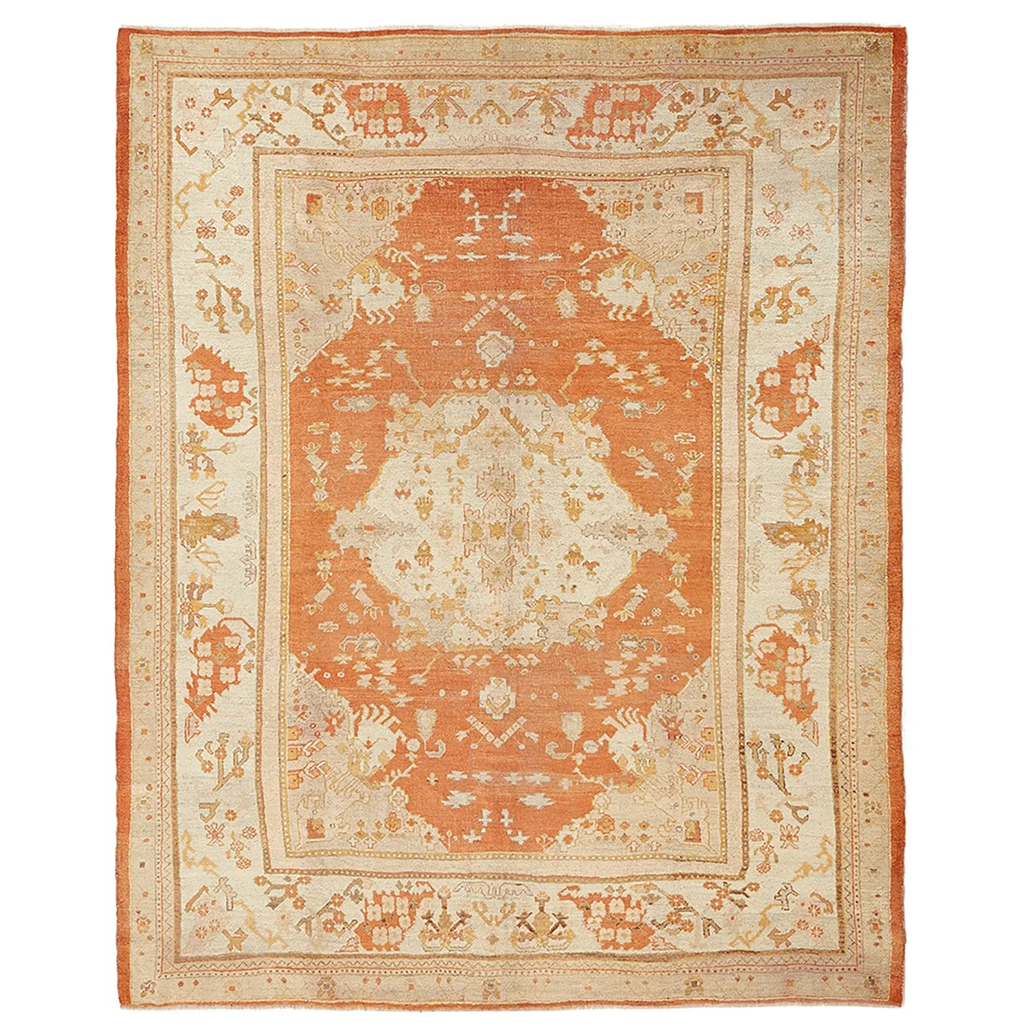 Orange Antique Turkish Oushak Rug - 10'2" x 12'2"
