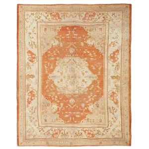 Orange Antique Turkish Oushak Rug - 10'2" x 12'2"
