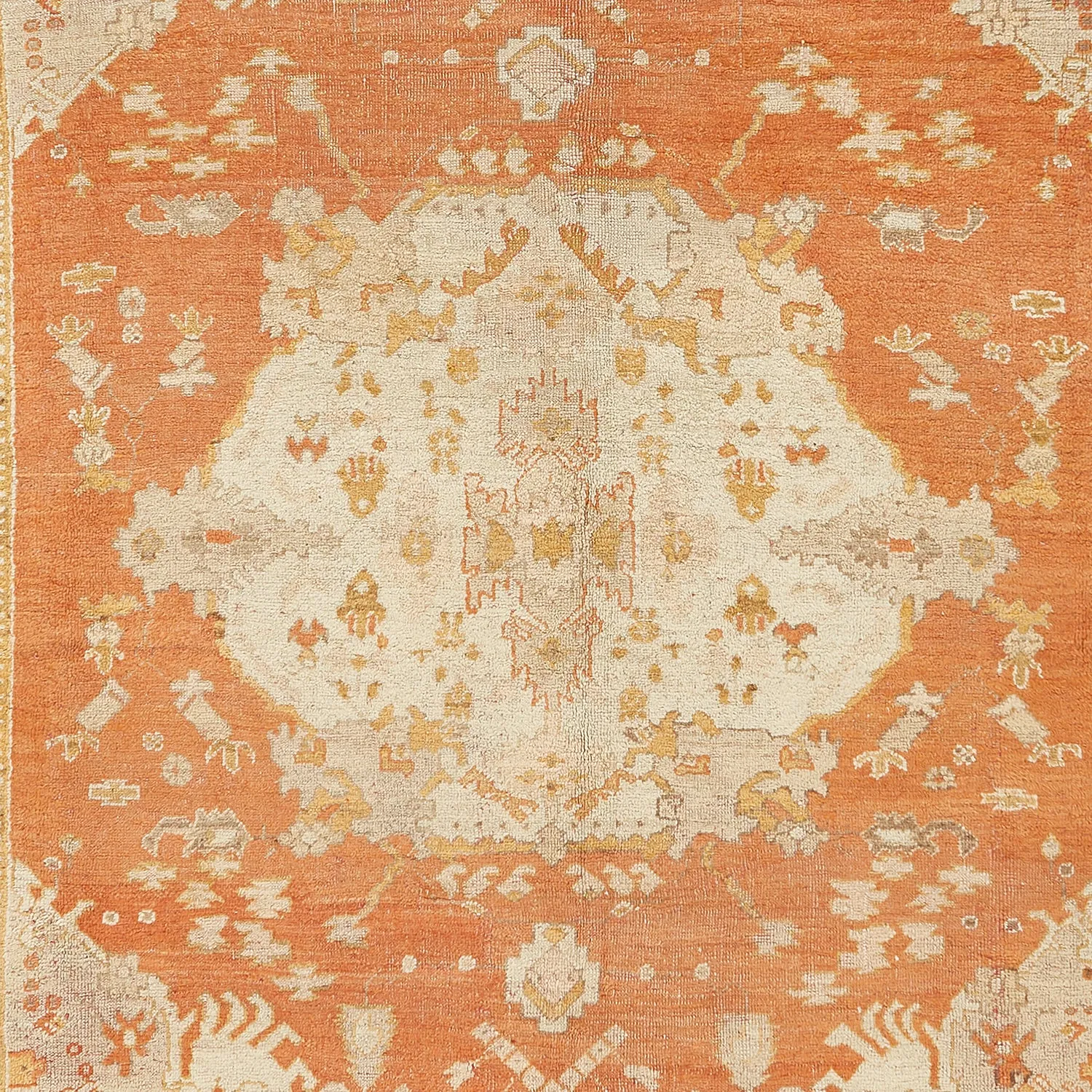 Orange Antique Turkish Oushak Rug - 10'2" x 12'2"