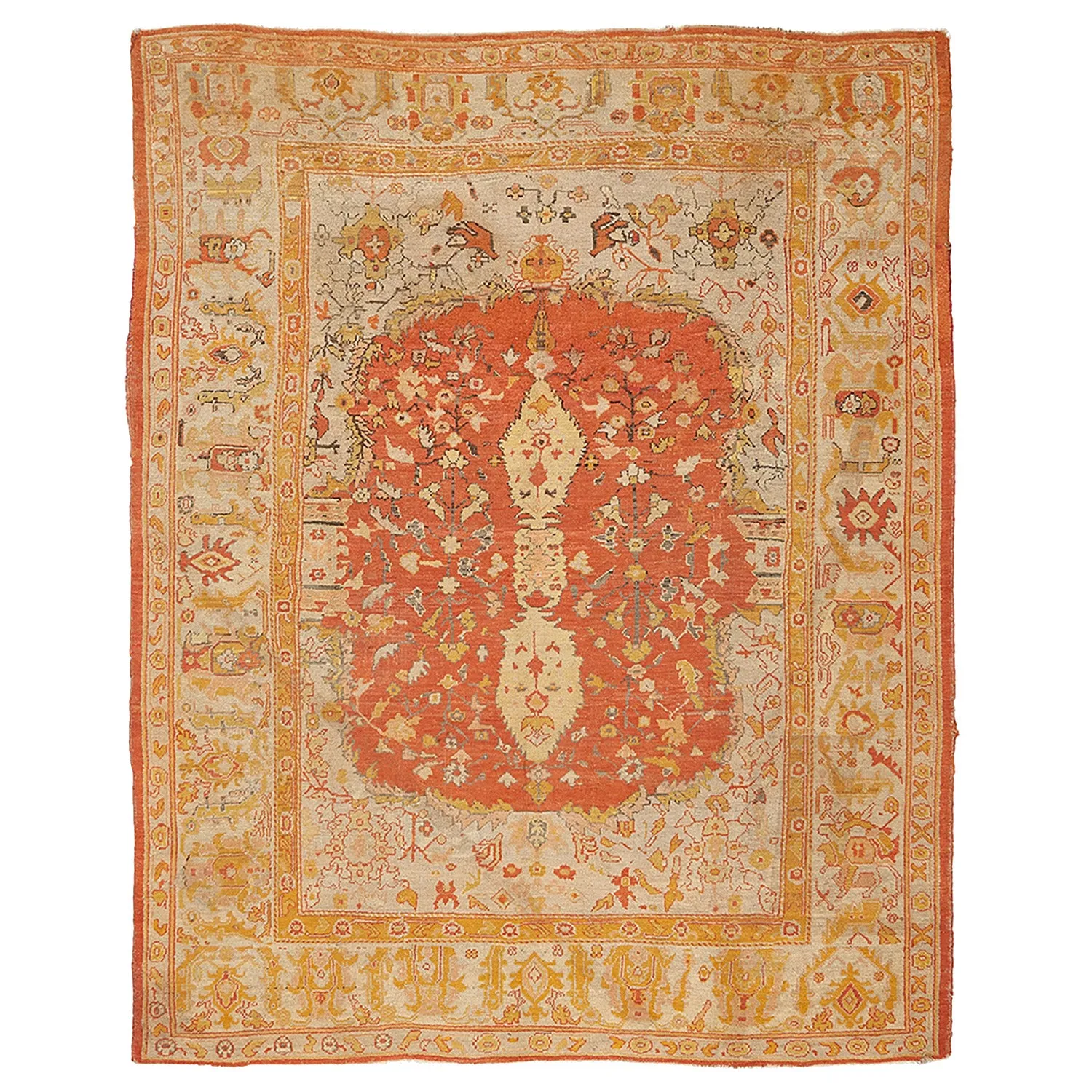 Orange Antique Turkish Oushak Rug - 10'3" x 13'3"