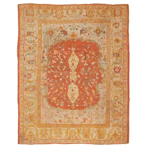 Orange Antique Turkish Oushak Rug - 10'3" x 13'3"