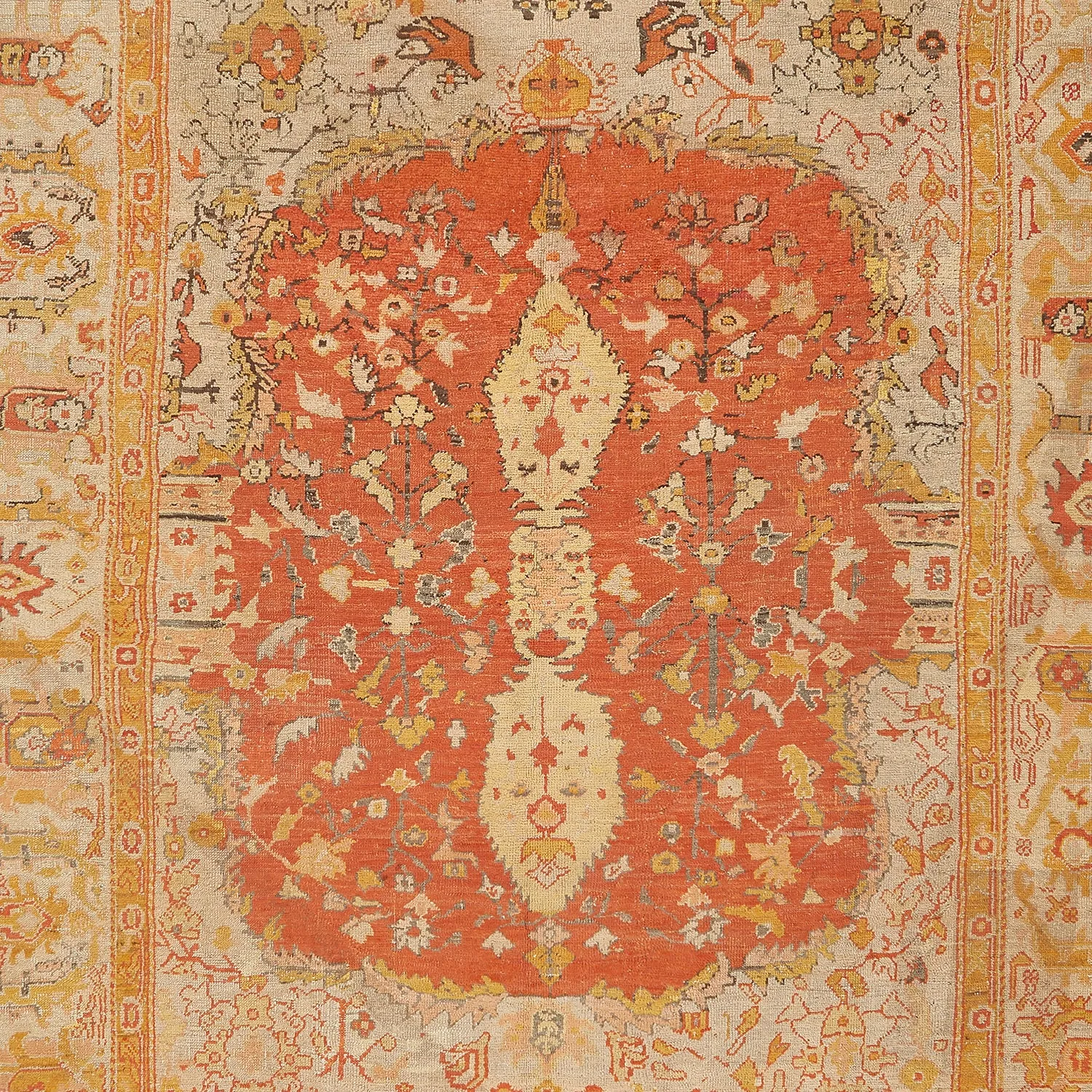 Orange Antique Turkish Oushak Rug - 10'3" x 13'3"