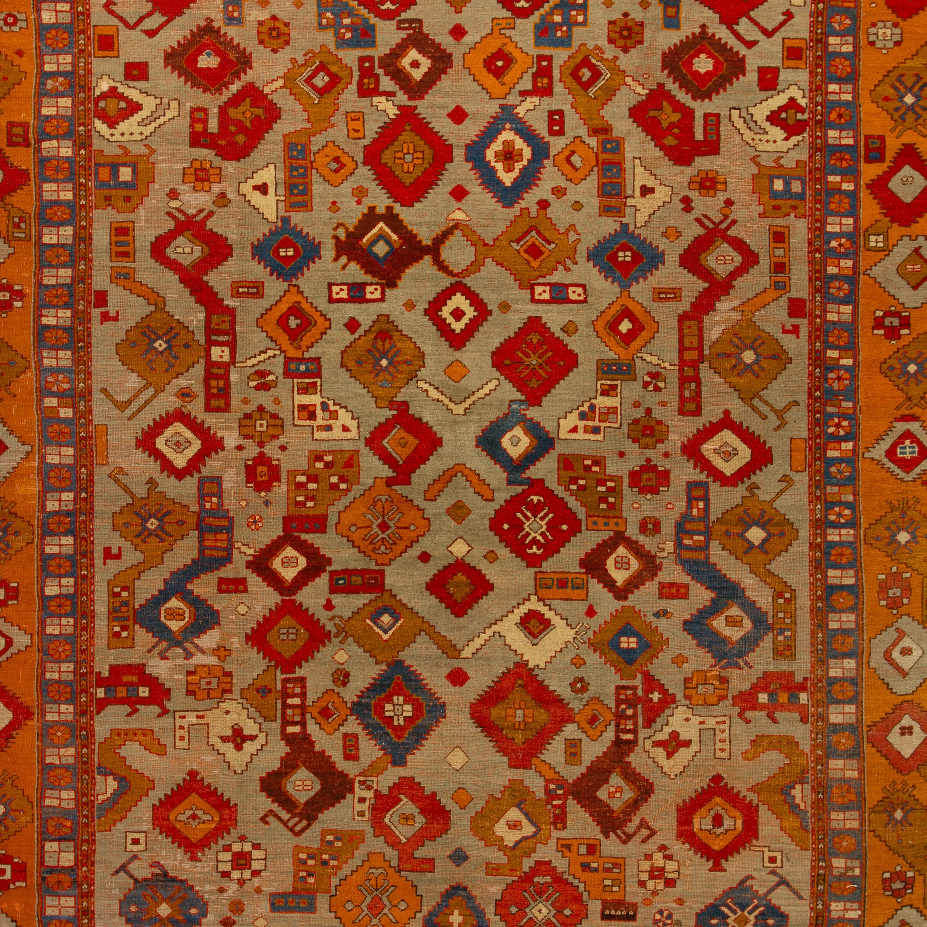 Orange Antique Turkish Oushak Rug - 11'10" x 13'3"