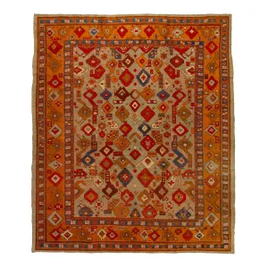 Orange Antique Turkish Oushak Rug - 11'10" x 13'3"