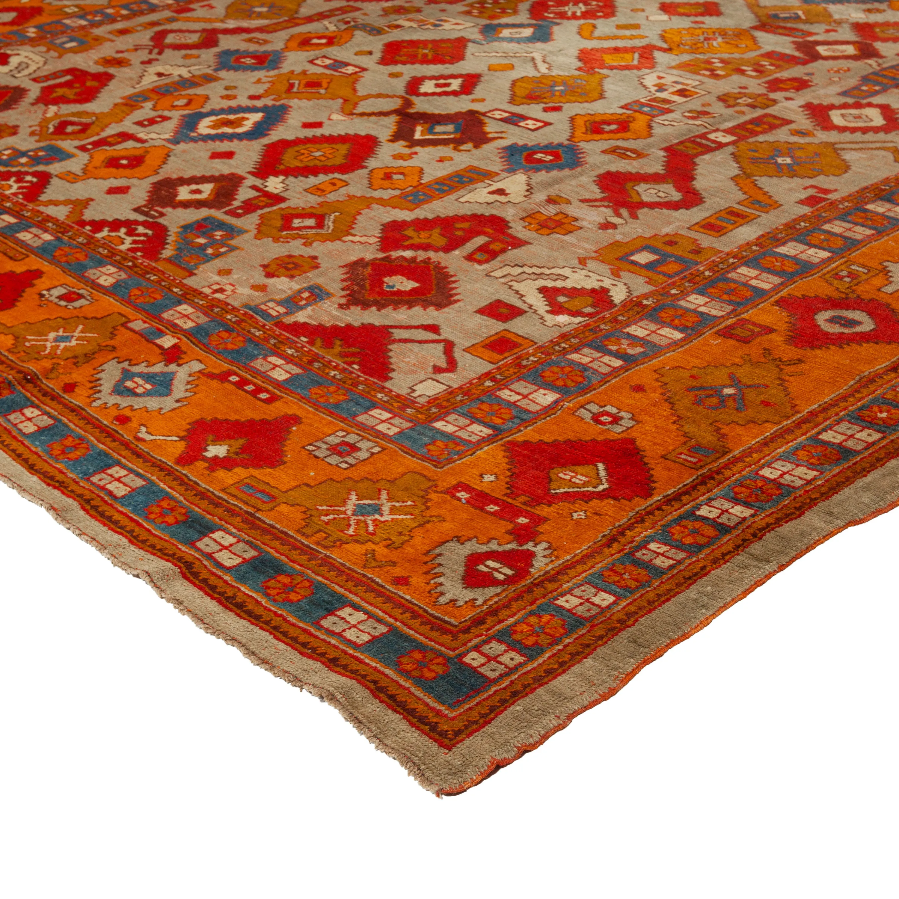 Orange Antique Turkish Oushak Rug - 11'10" x 13'3"
