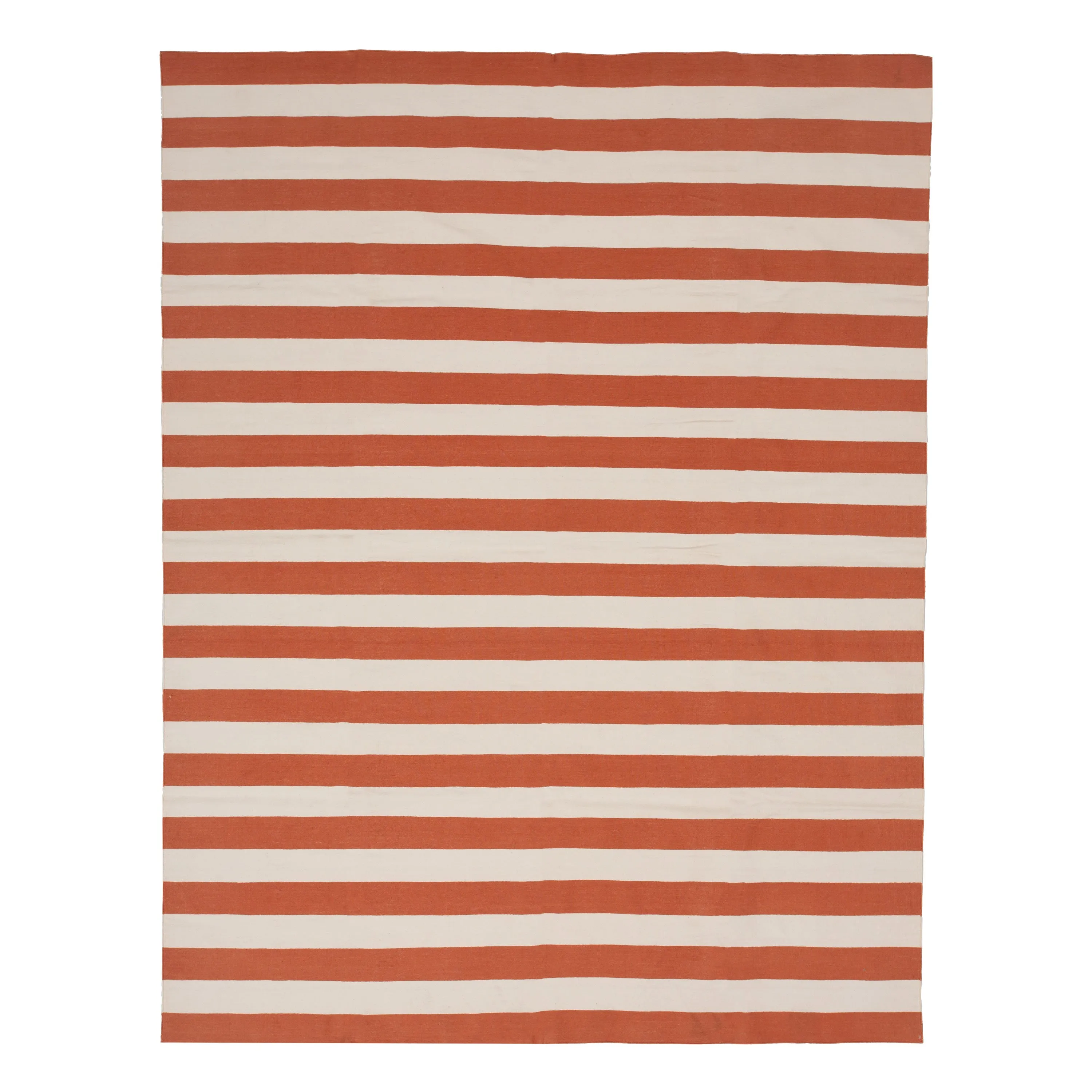 Orange Dhurrie Cotton Rug - 7'10" x 9'10"