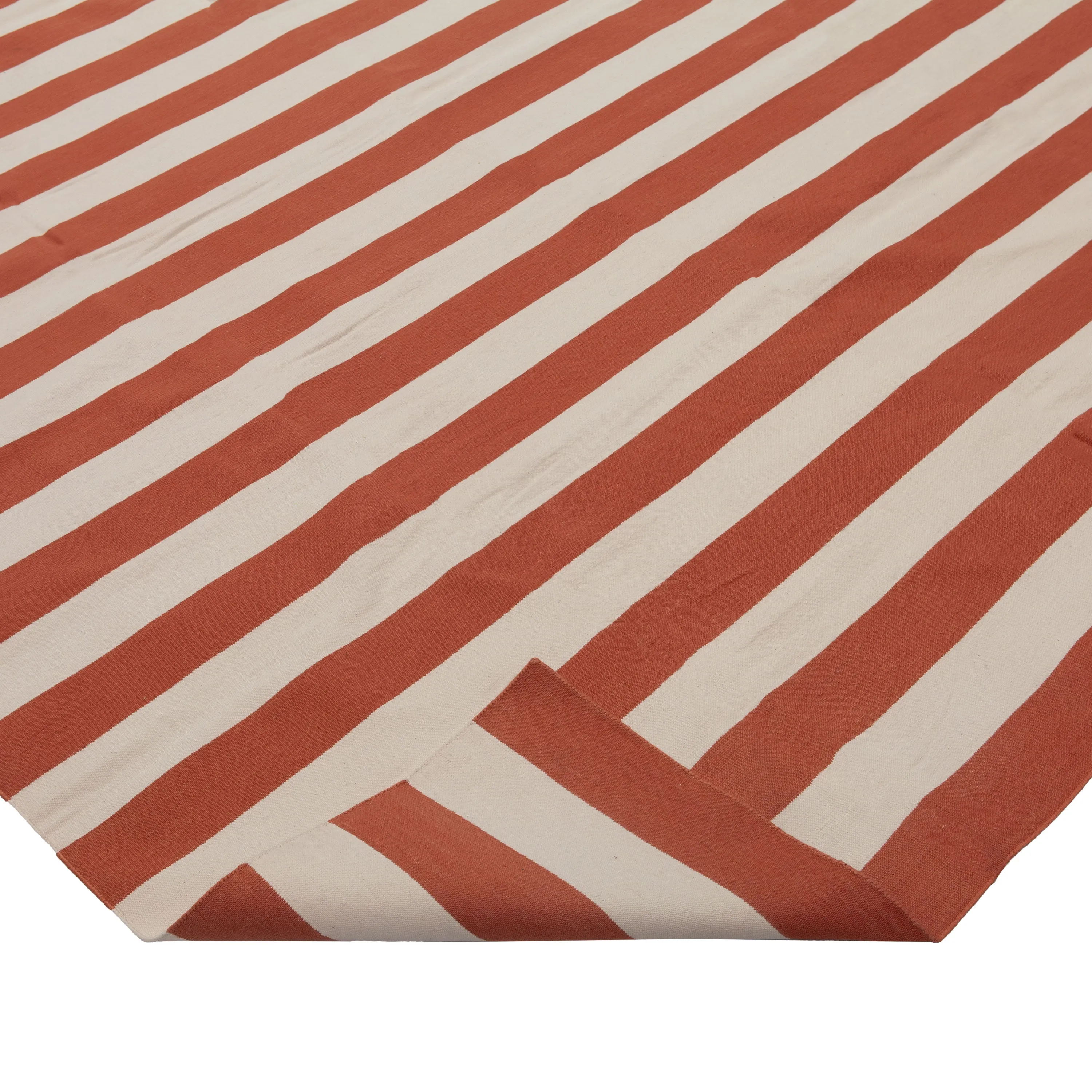 Orange Dhurrie Cotton Rug - 7'10" x 9'10"