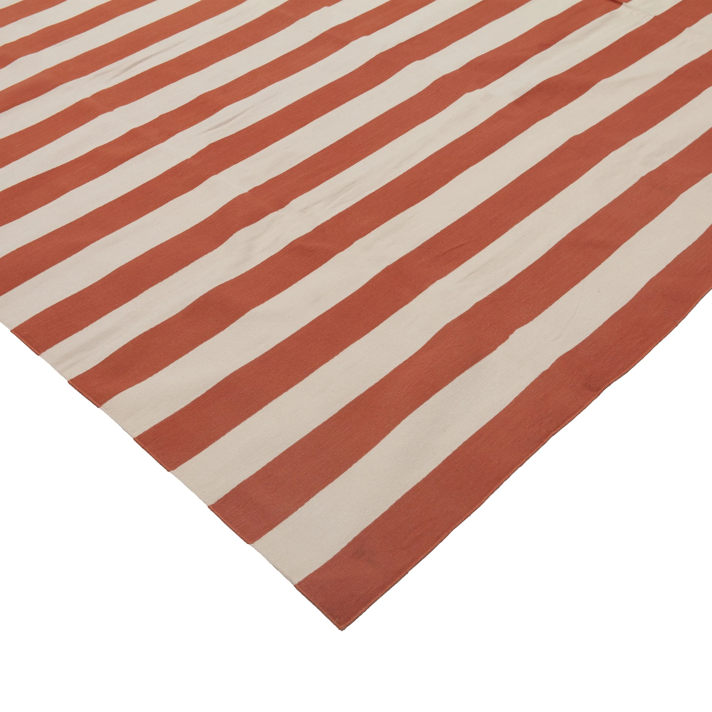 Orange Dhurrie Cotton Rug - 7'10" x 9'10"
