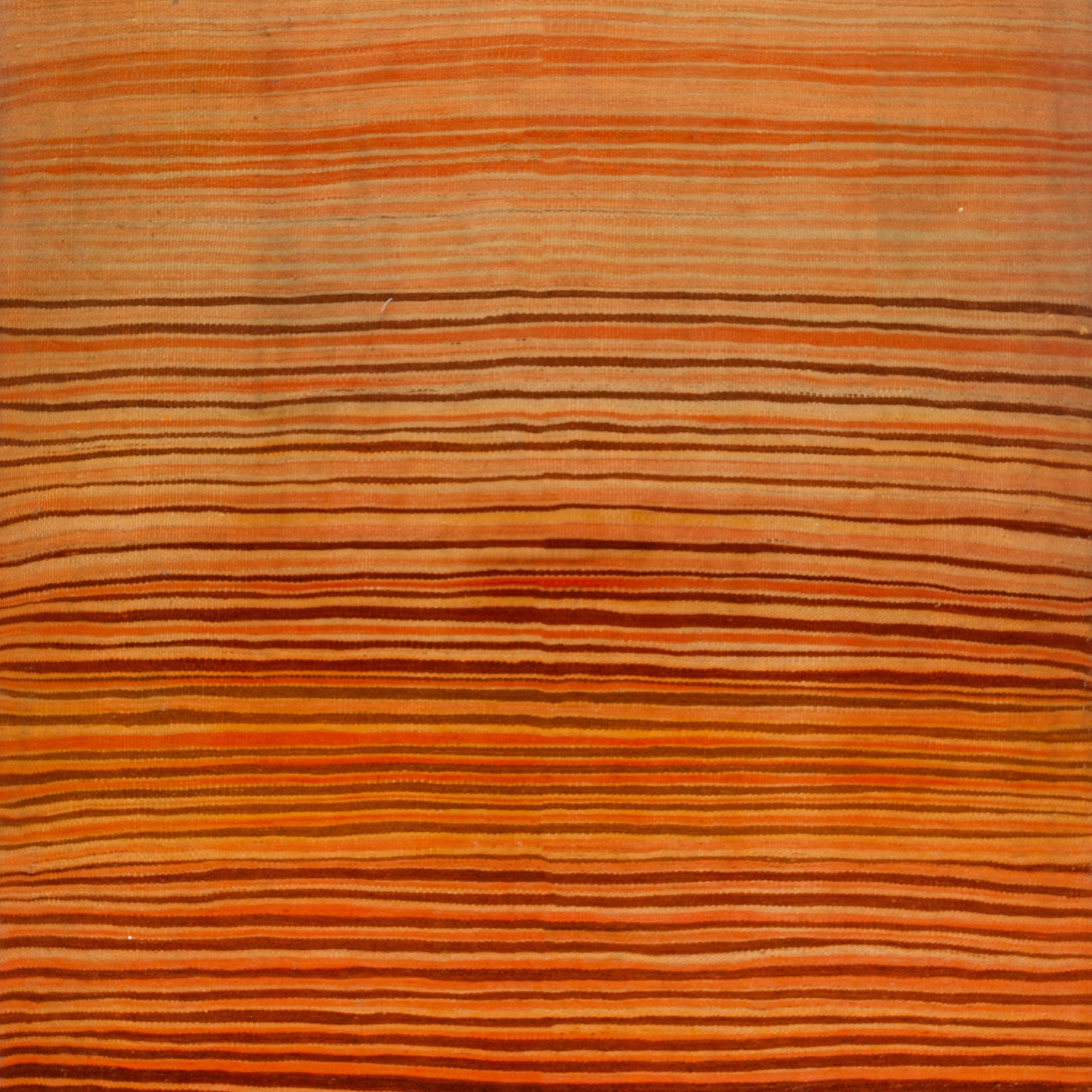 Orange Flatweave Wool Rug - 4'4" x 8'4"