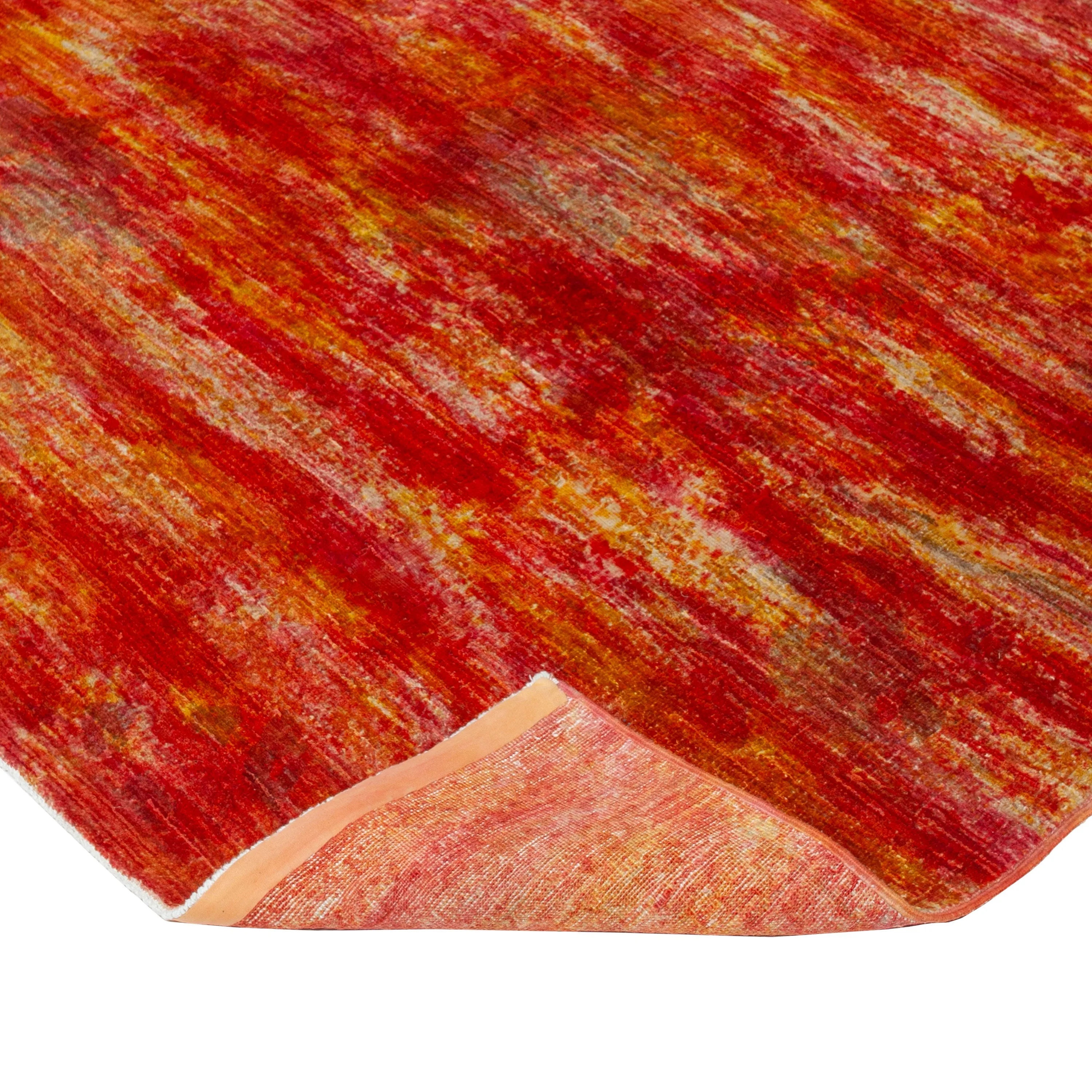 Orange Overdyed Wool Rug - 10' x 7'10"