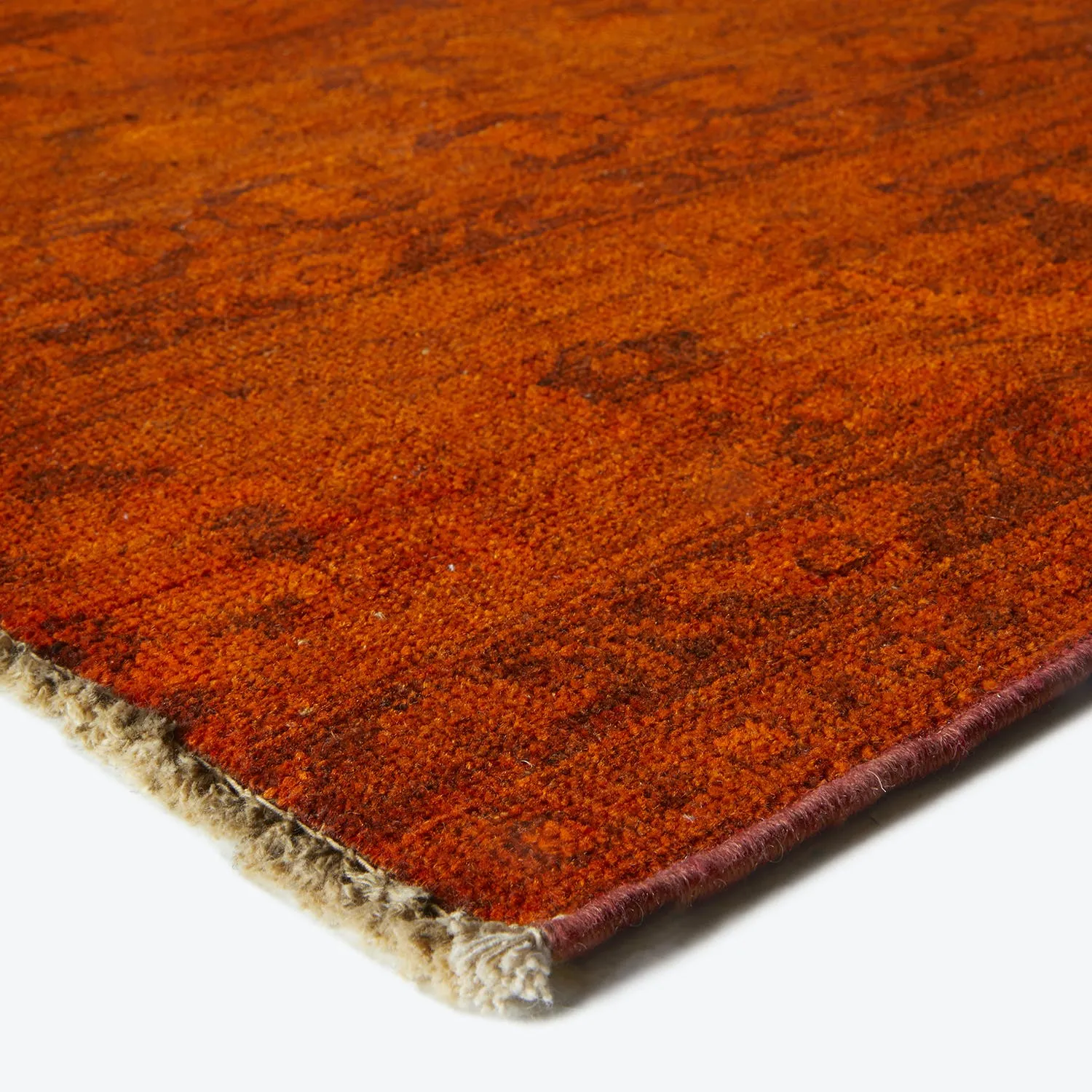 Orange Overdyed Wool Rug - 4' x 11'5"