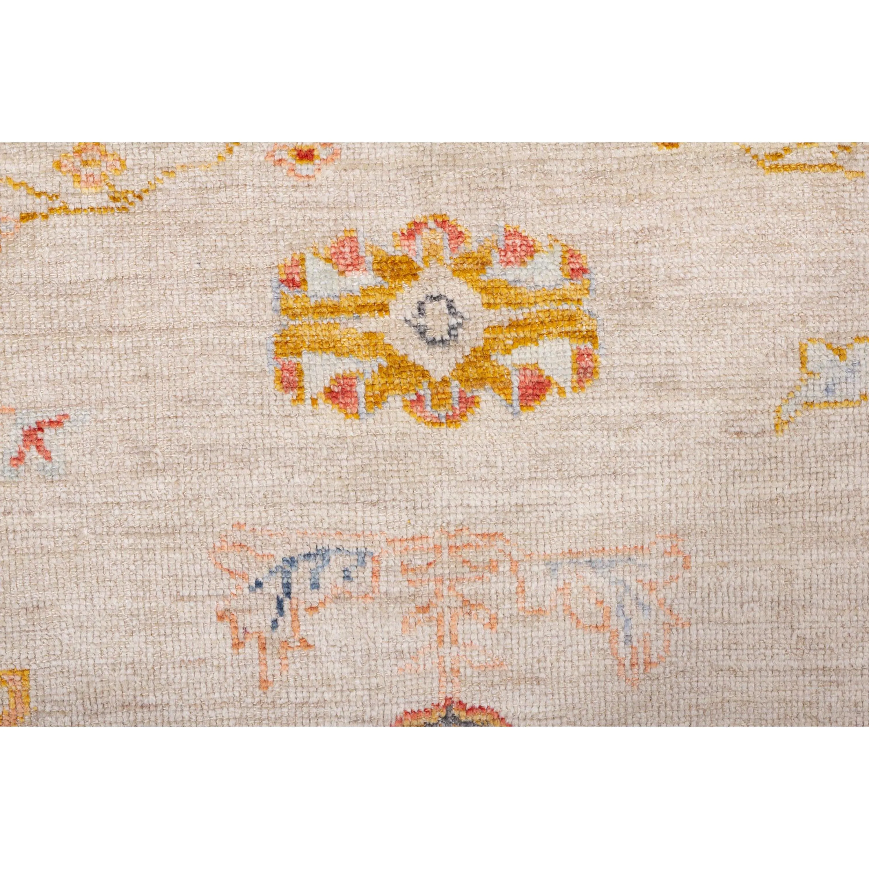 Orange Traditional Oushak Wool Rug - 9'3" x 11'5"