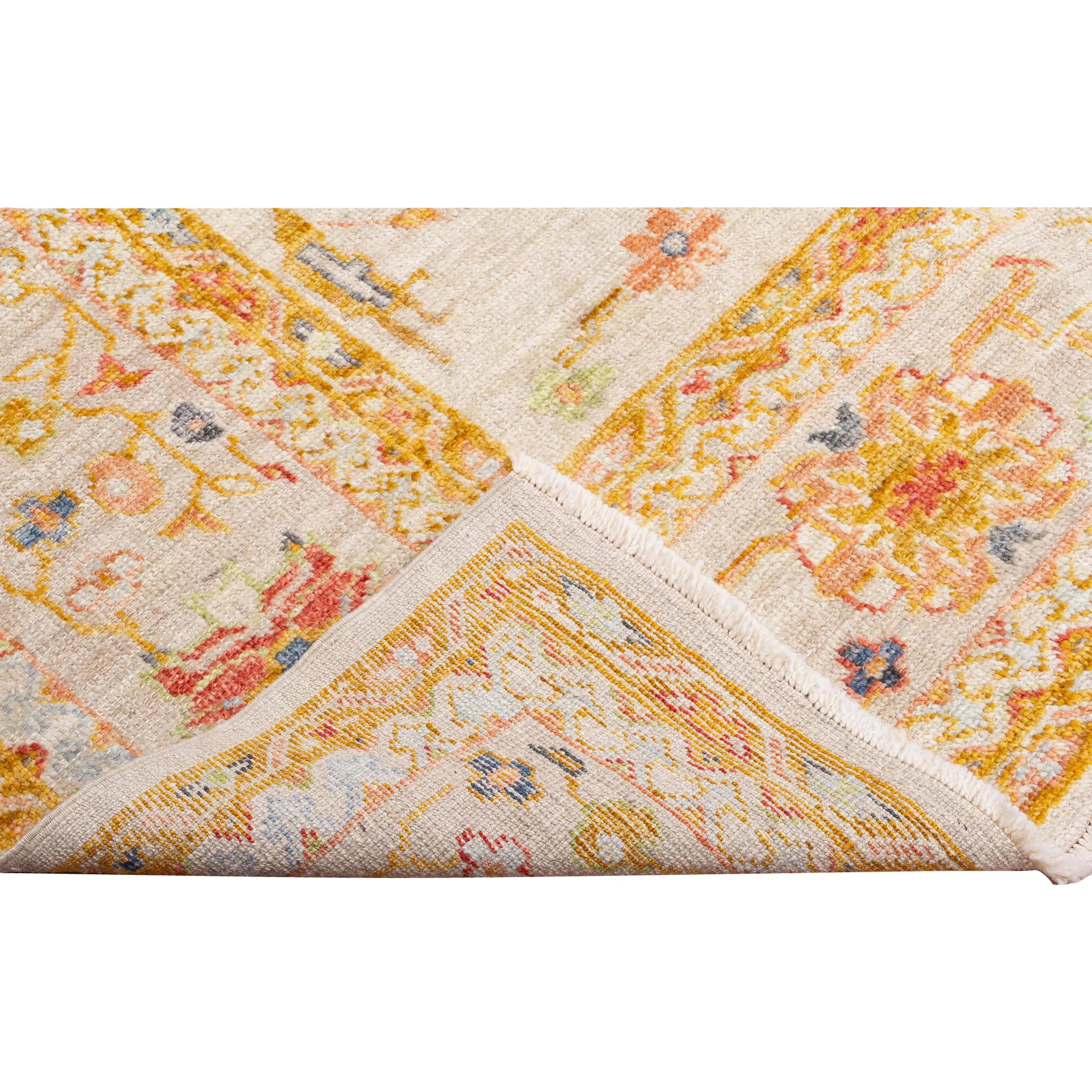 Orange Traditional Oushak Wool Rug - 9'3" x 11'5"