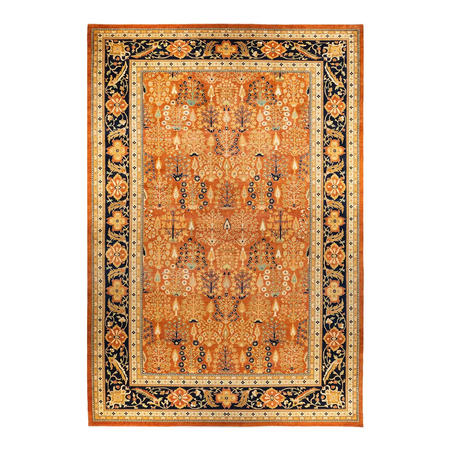 Orange Traditional Wool Rug - 12'2" x 18'7"