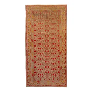 Orange Vintage Traditional Wool Khotan Rug - 6'5" x 13'