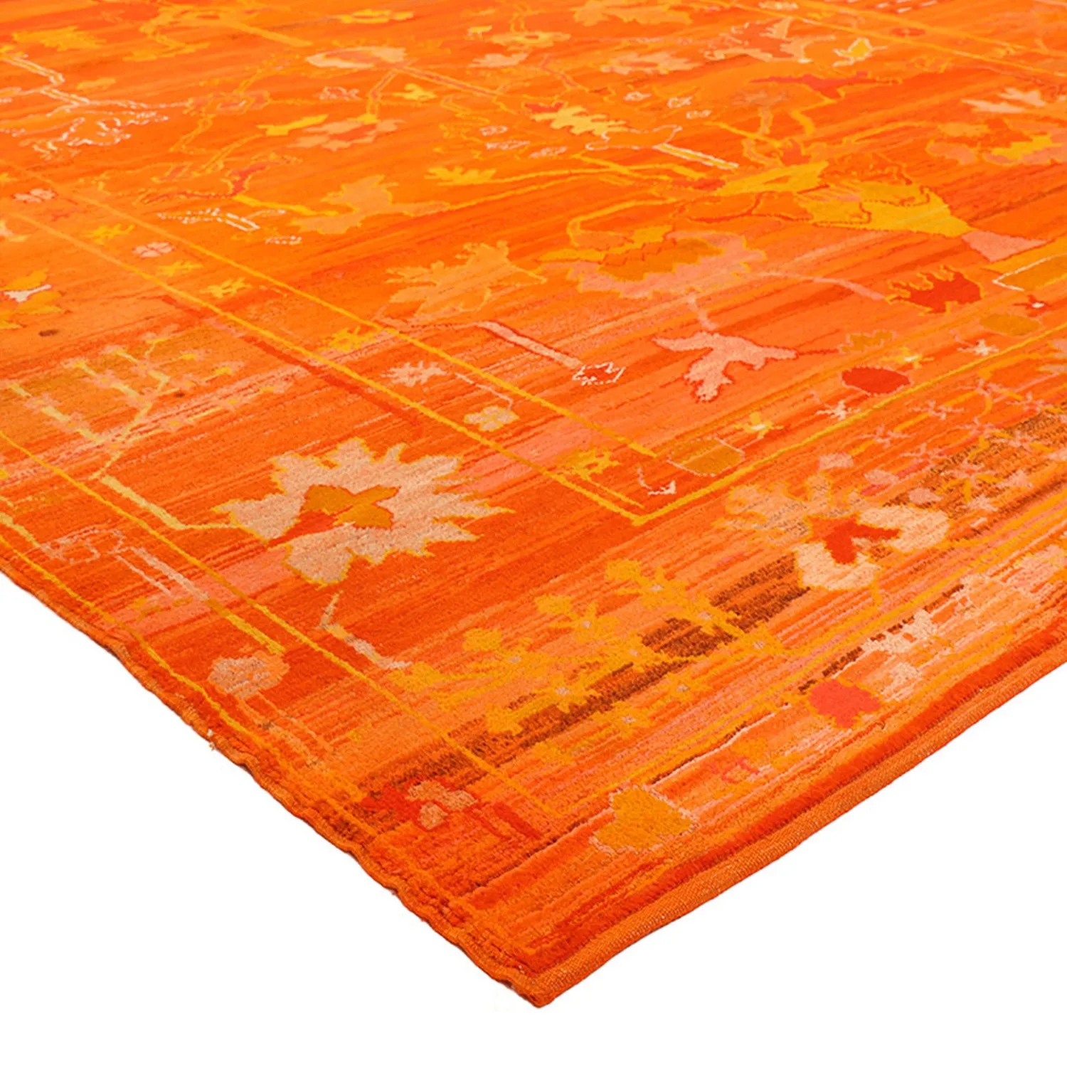 Orange Vintage Traditional Wool Rug - 10'4" x 13'3"