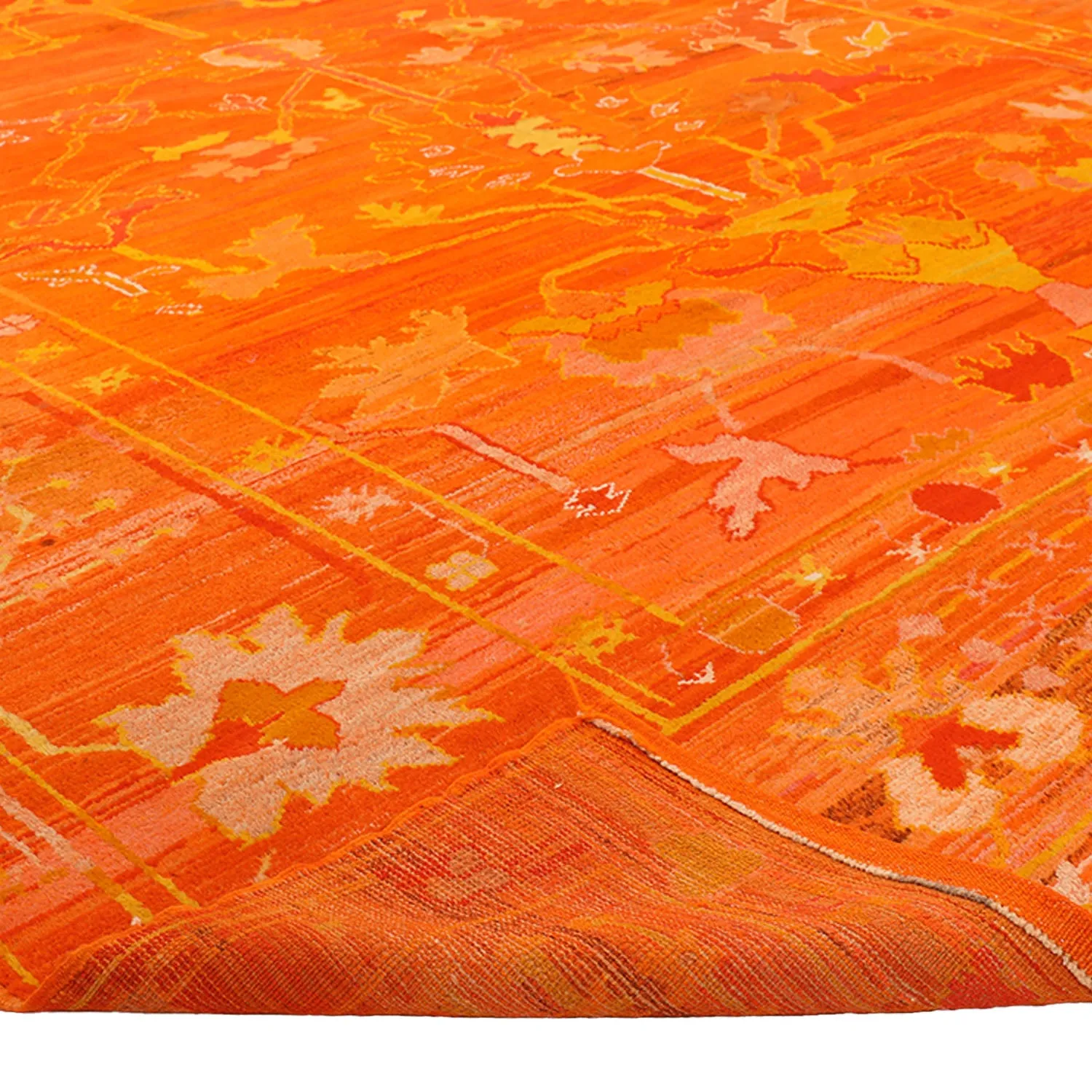 Orange Vintage Traditional Wool Rug - 10'4" x 13'3"