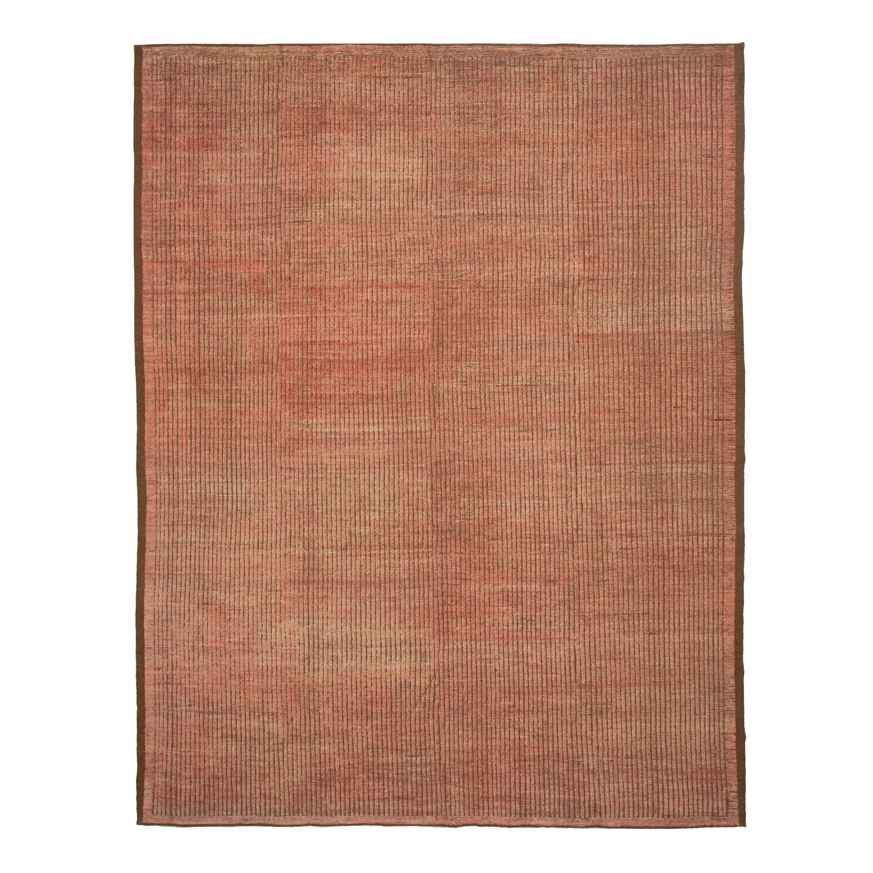 Orange Zameen Modern Wool Rug - 12'9" x 16'8"