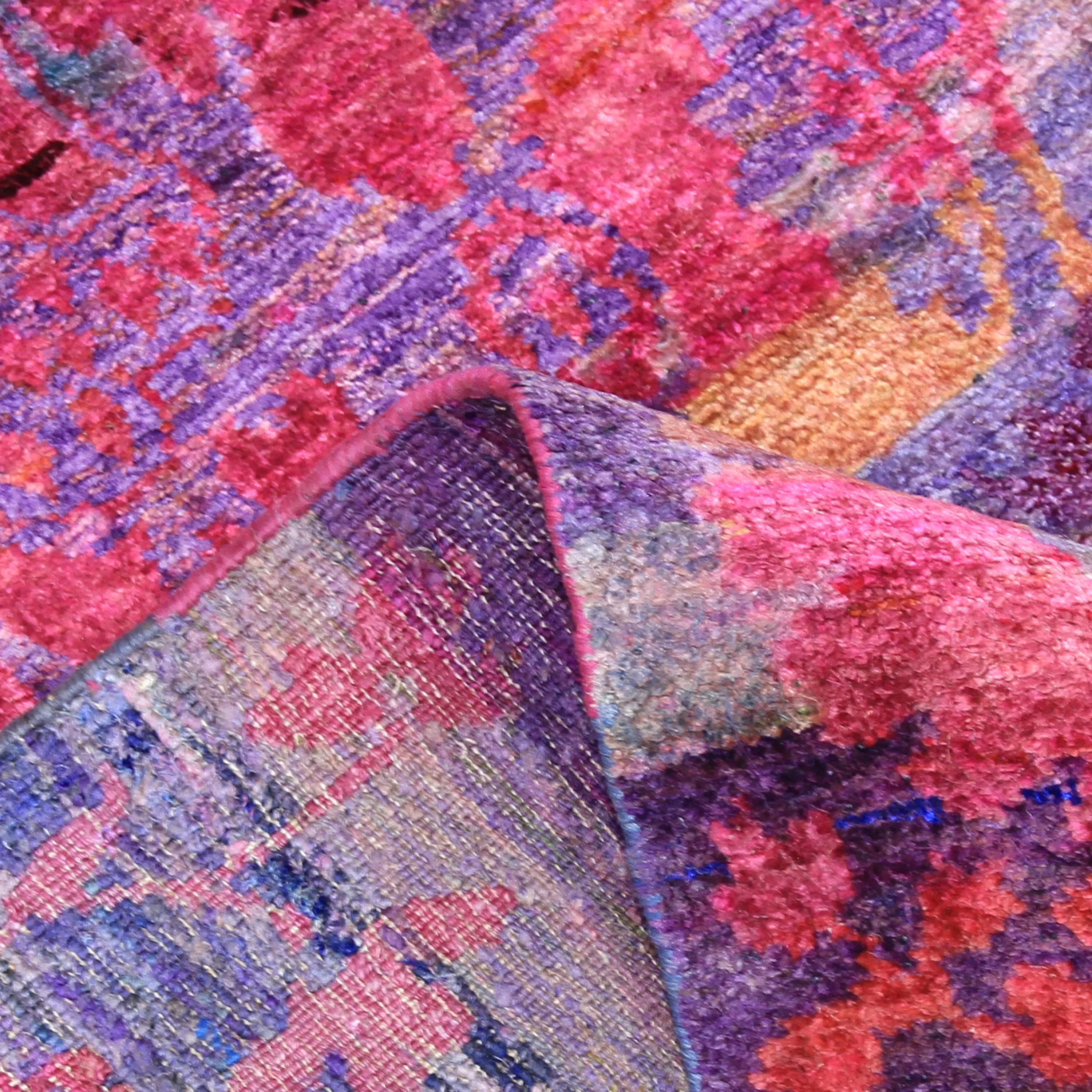 Pink Alchemy & Purple Transitional Silk Runner - 3' x 21'10"
