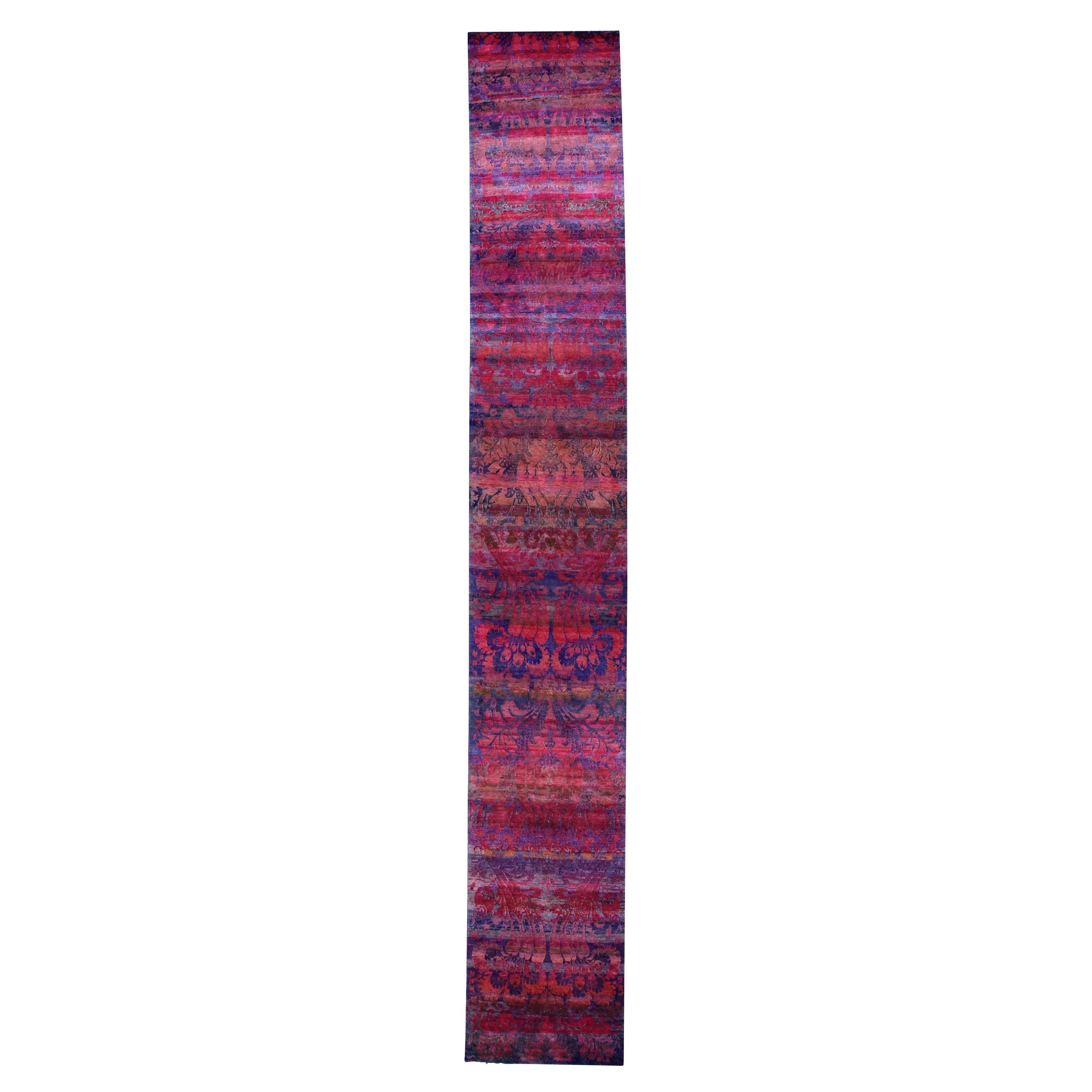 Pink Alchemy & Purple Transitional Silk Runner - 3' x 21'10"