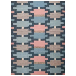 Pink & Blue Swedish Inspired Wool Rug - 9'3" x 12'3"