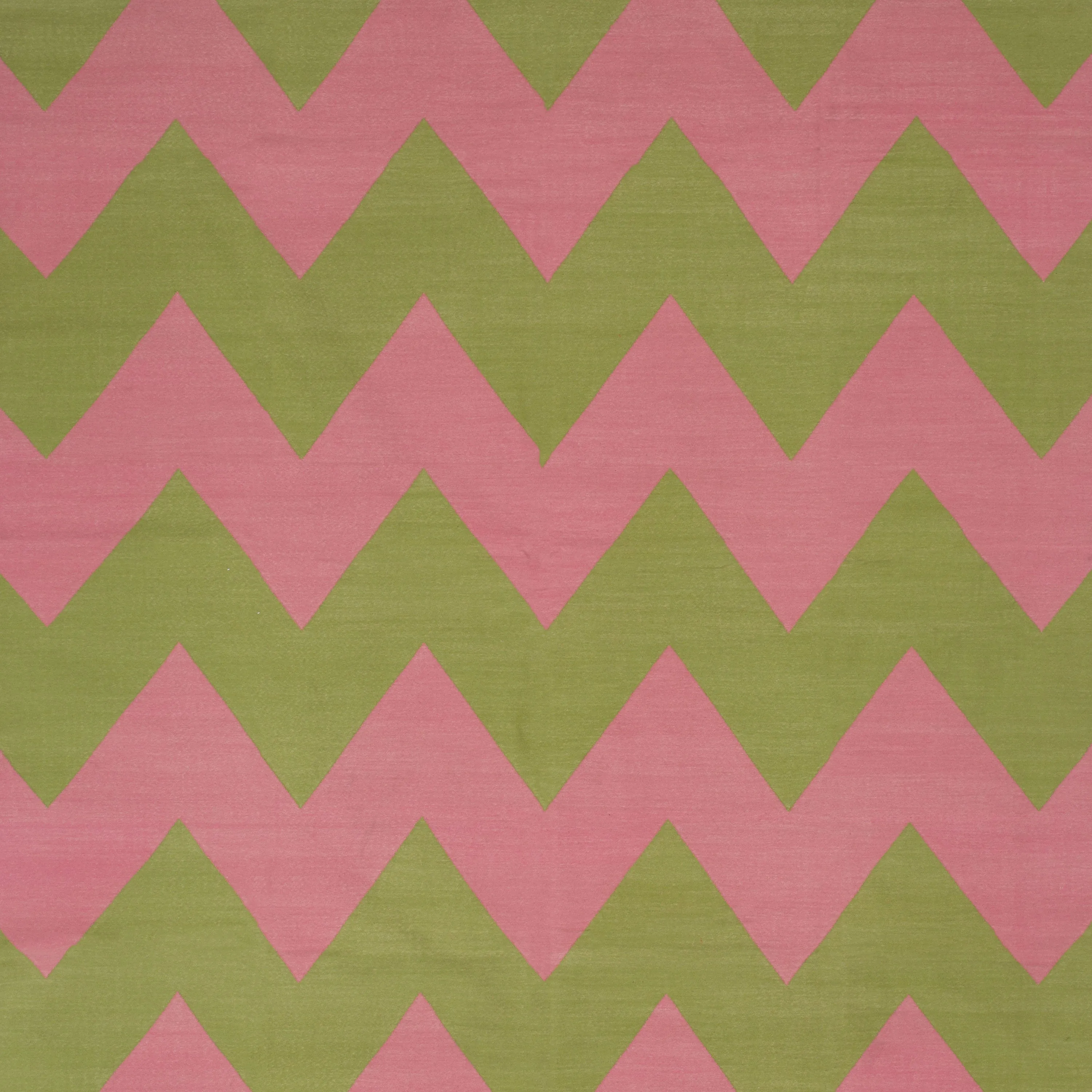 Pink & Green Chevron Cotton Rug - 10' x 14'