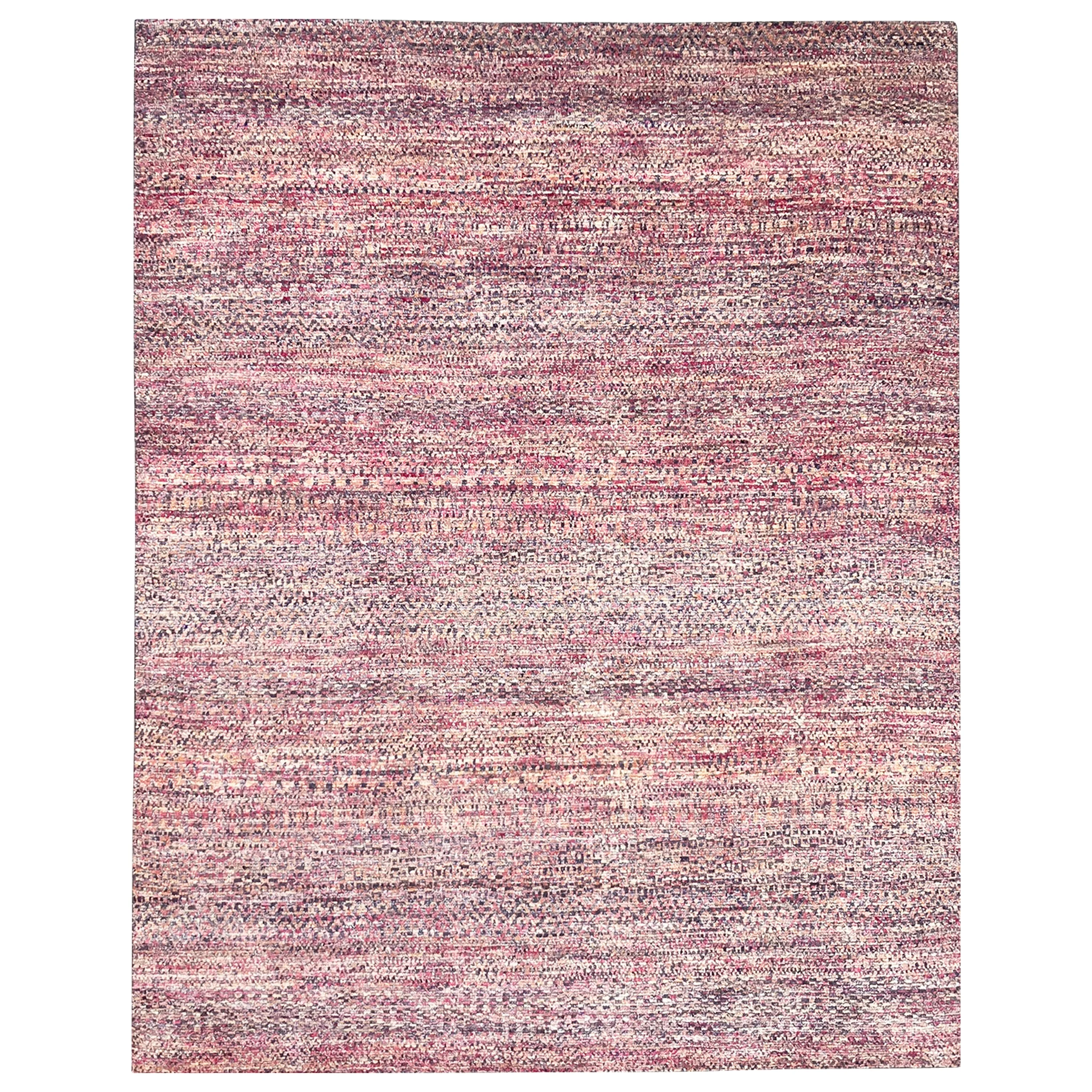 Pink Contemporary Wool Silk Blend Rug