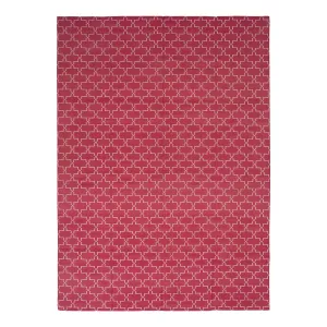 Pink Geometric Dhurrie Cotton Rug - 10' x 14'