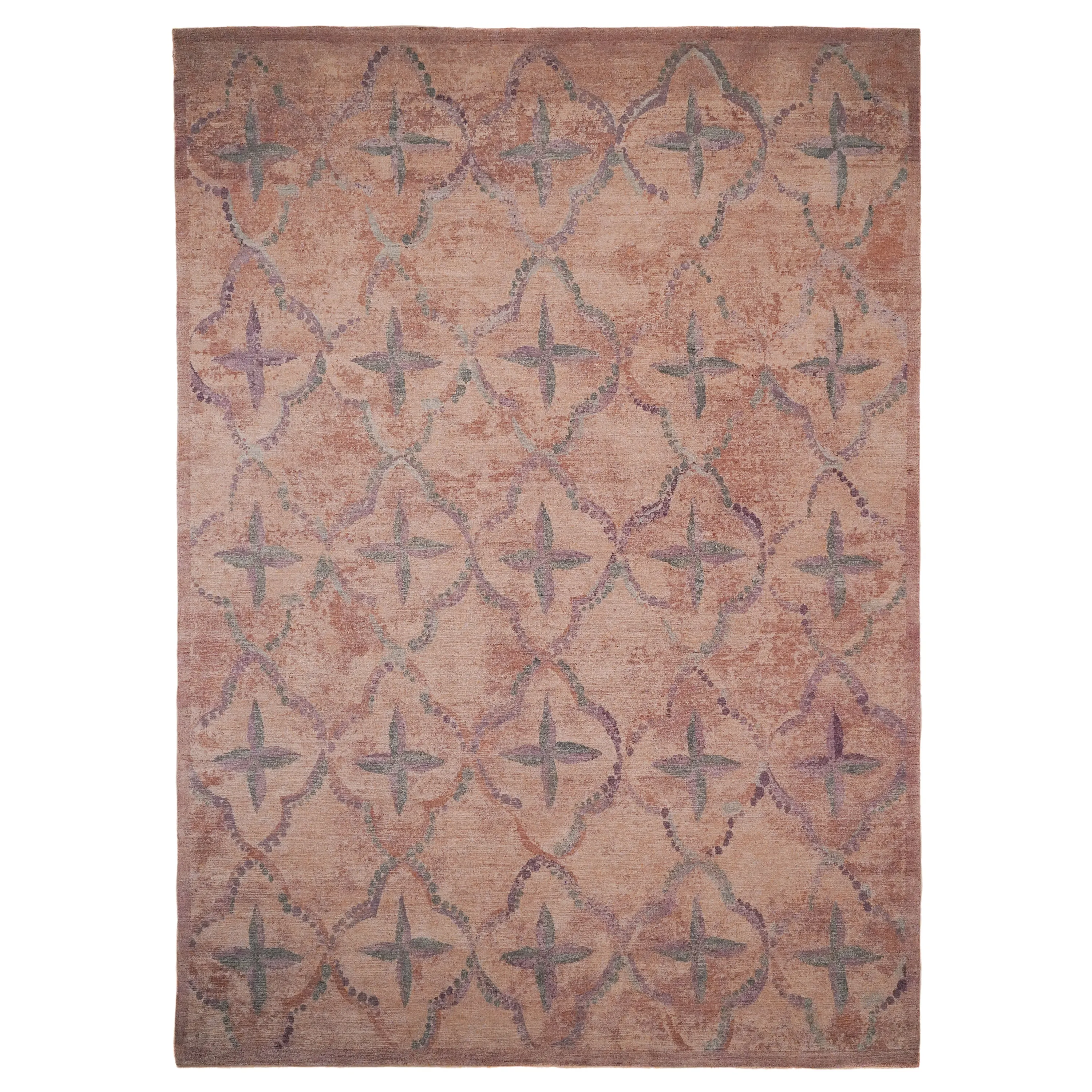 Pink Modern Silk Rug - 9'1" x 12'5"