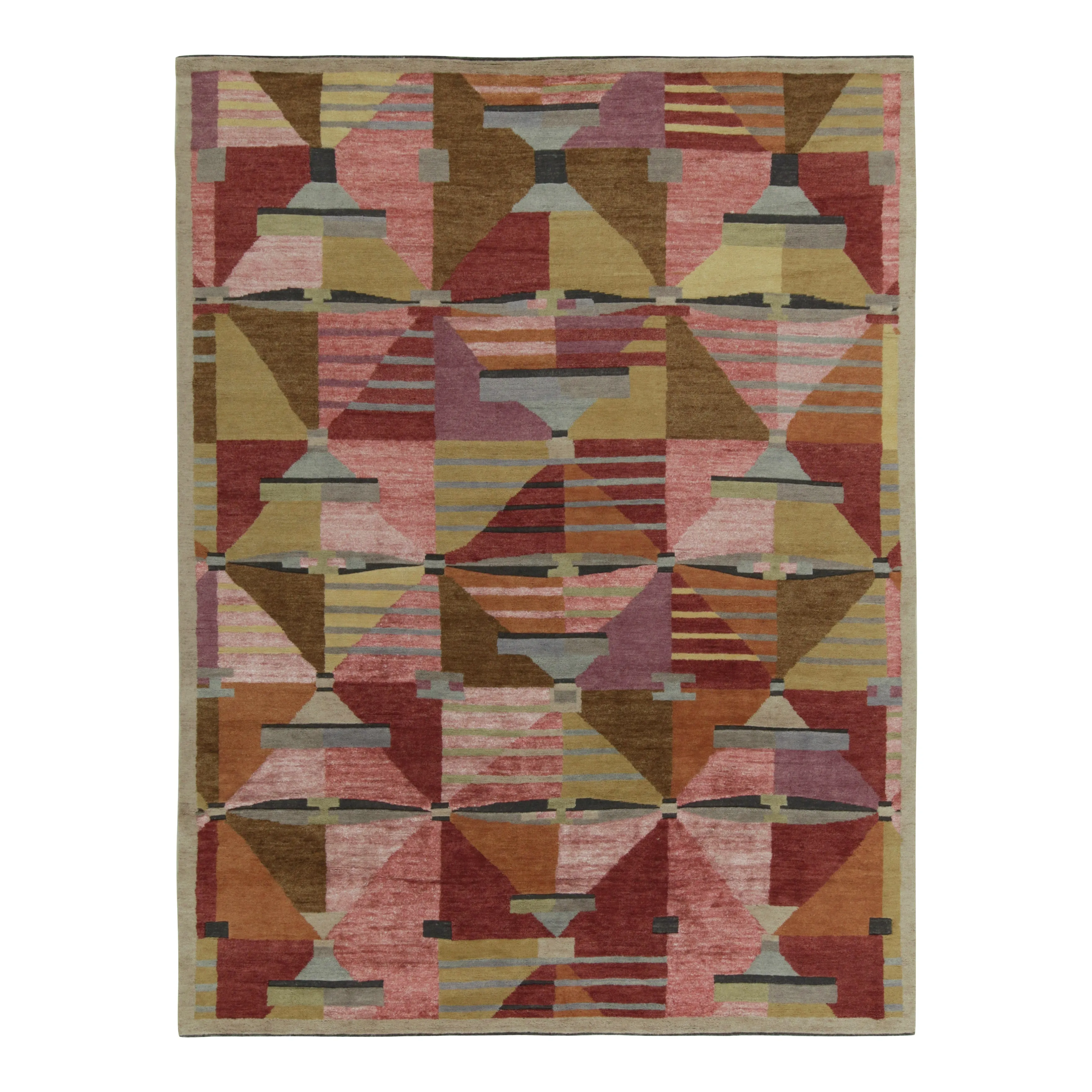 Pink Modern Wool Rug - 8'11" x 11'10"
