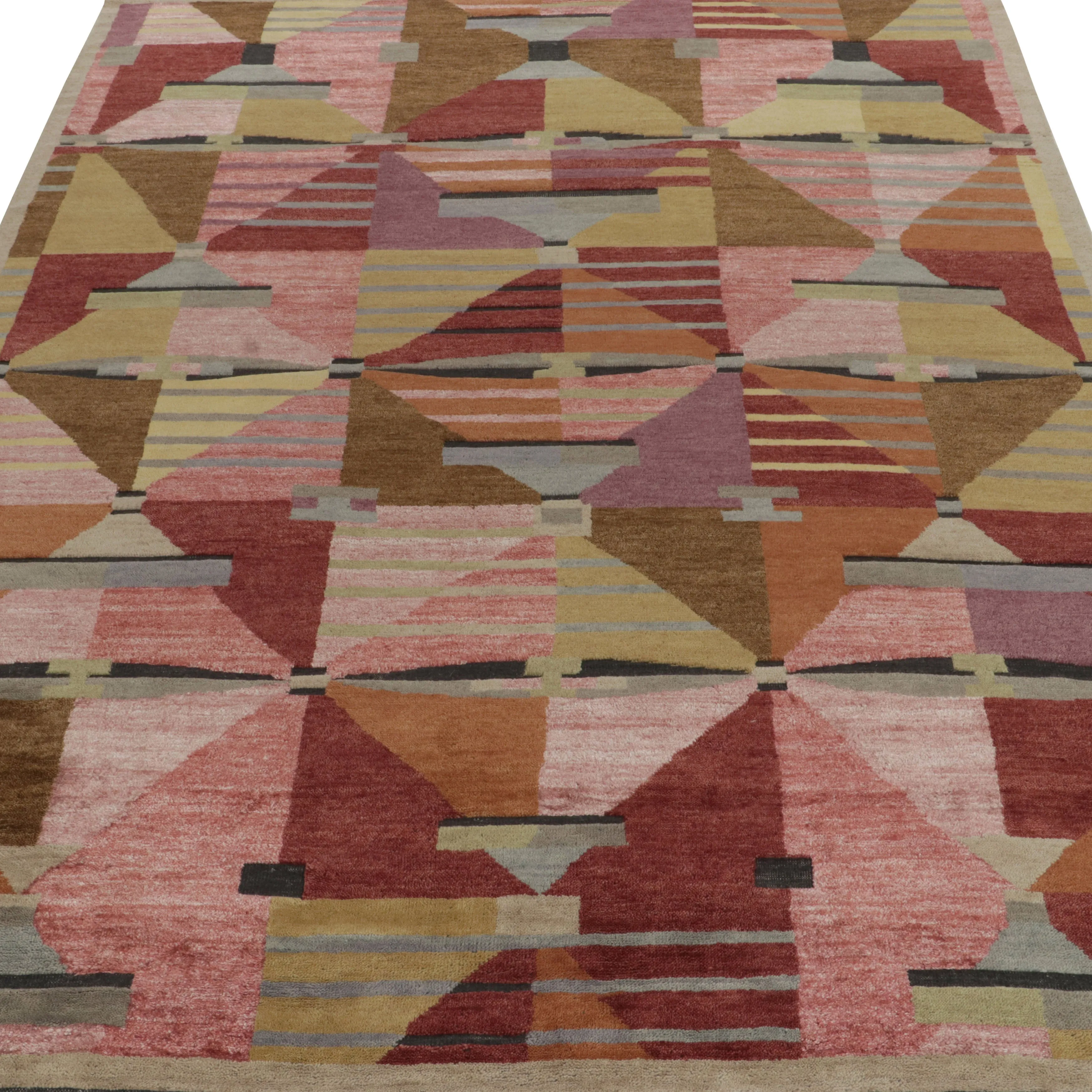 Pink Modern Wool Rug - 8'11" x 11'10"