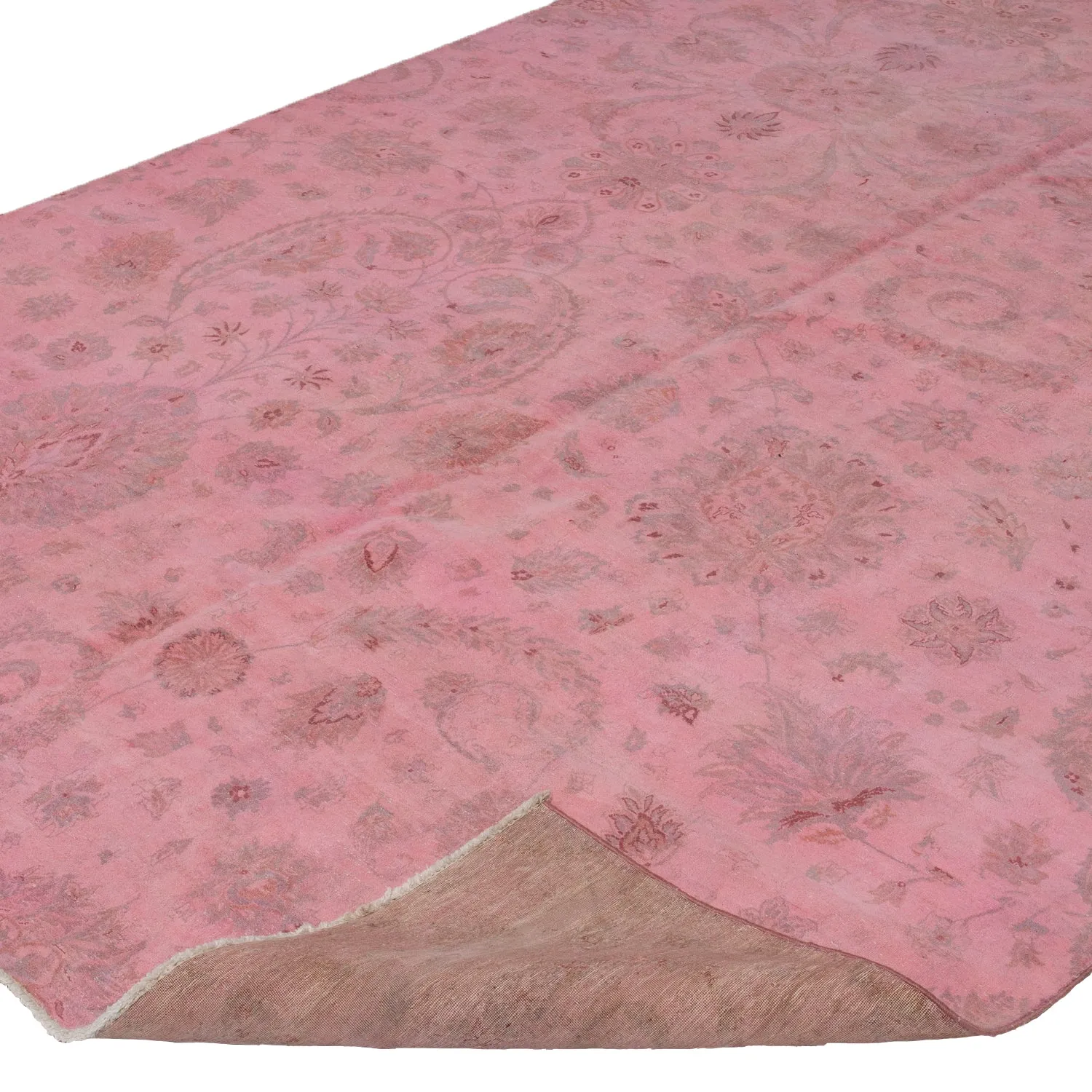 Pink Overdyed Wool Rug - 6'8" x 12'11"